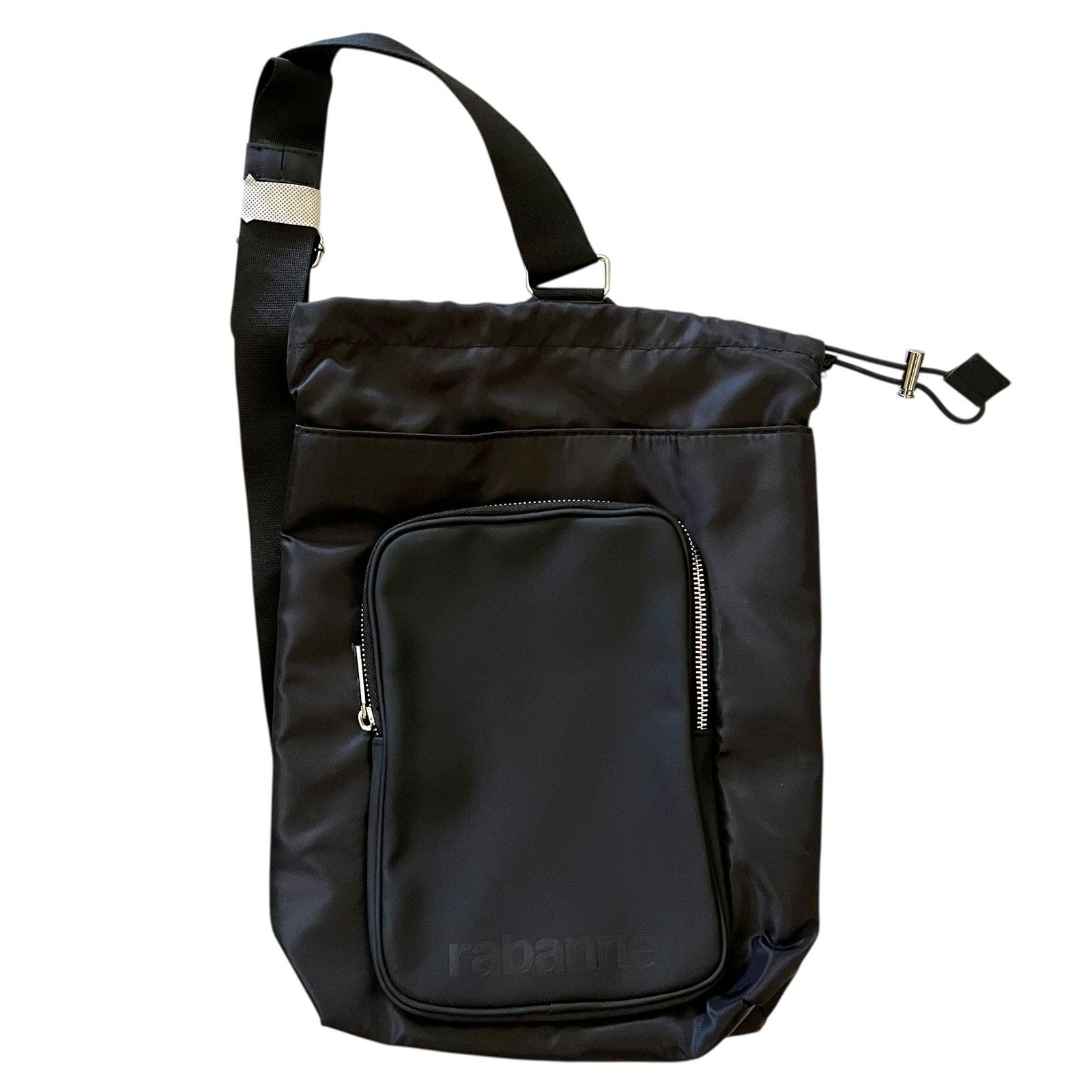 Paco Rabanne New! Rabanne Black Drawstring Sling Bag Strap Backpack Size ONE SIZE - 9 Thumbnail