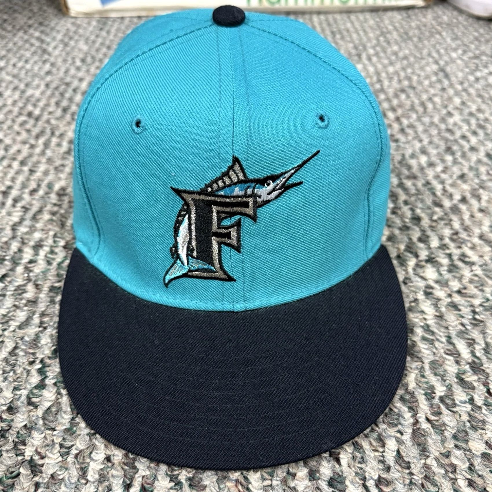 New Era VINTAGE New Era Florida Marlins Hat 6 5/8 Pro Model 90s Fitted Wool Cap MLB Blue Men Mens Cap Sports Baseball Hat Size ONE SIZE - 2 Thumbnail
