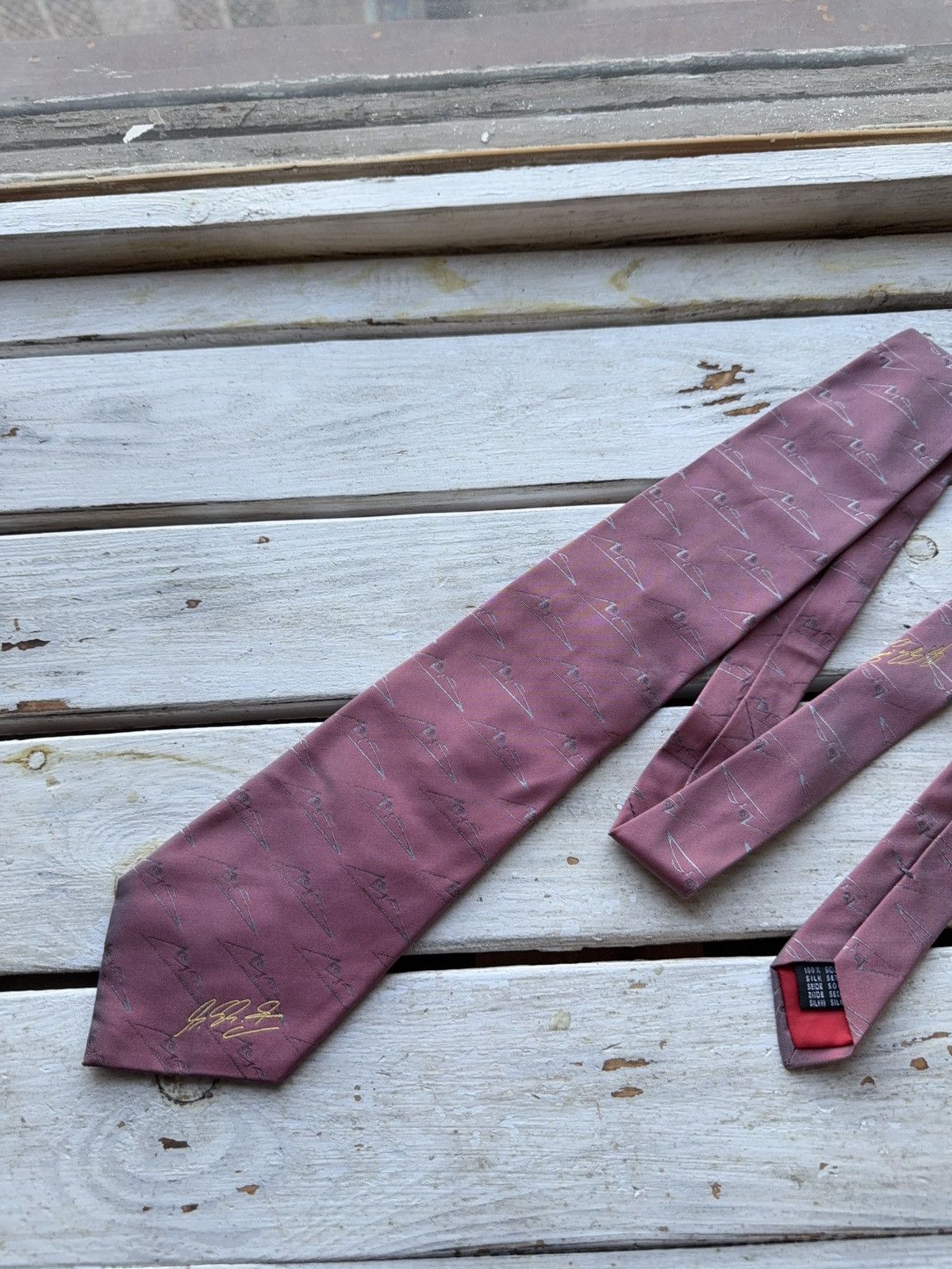 Ferrari × Vintage VNTG Michael Schumacher F1 Racing Tie Signature Logo Print Size ONE SIZE - 2 Thumbnail