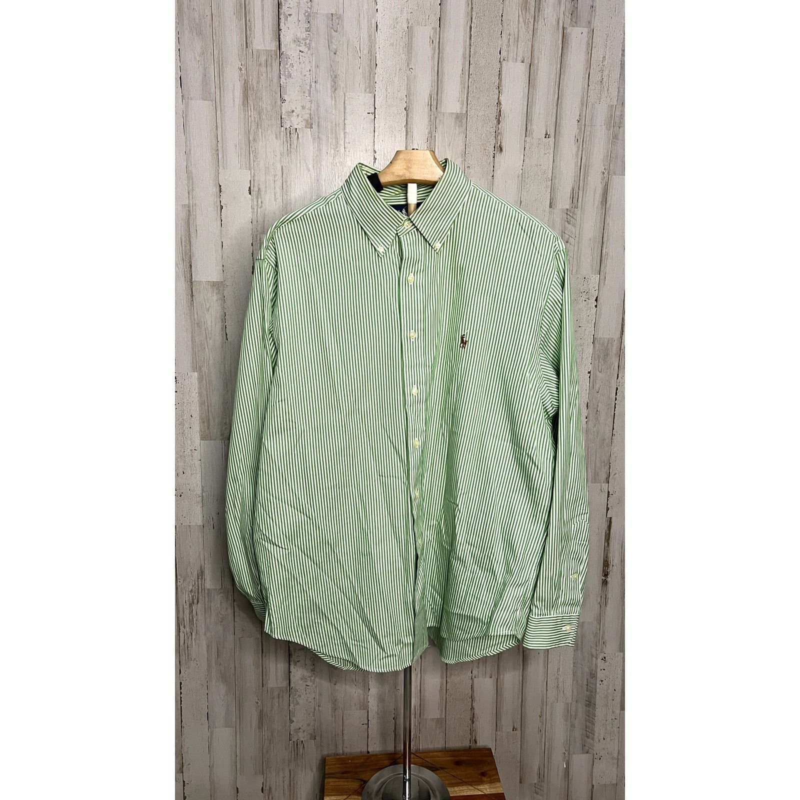 Ralph Lauren Ralph Lauren Green Striped Long Sleeve Button-Up Shirt Size US M / EU 48-50 / 2 - 1 Thumbnail
