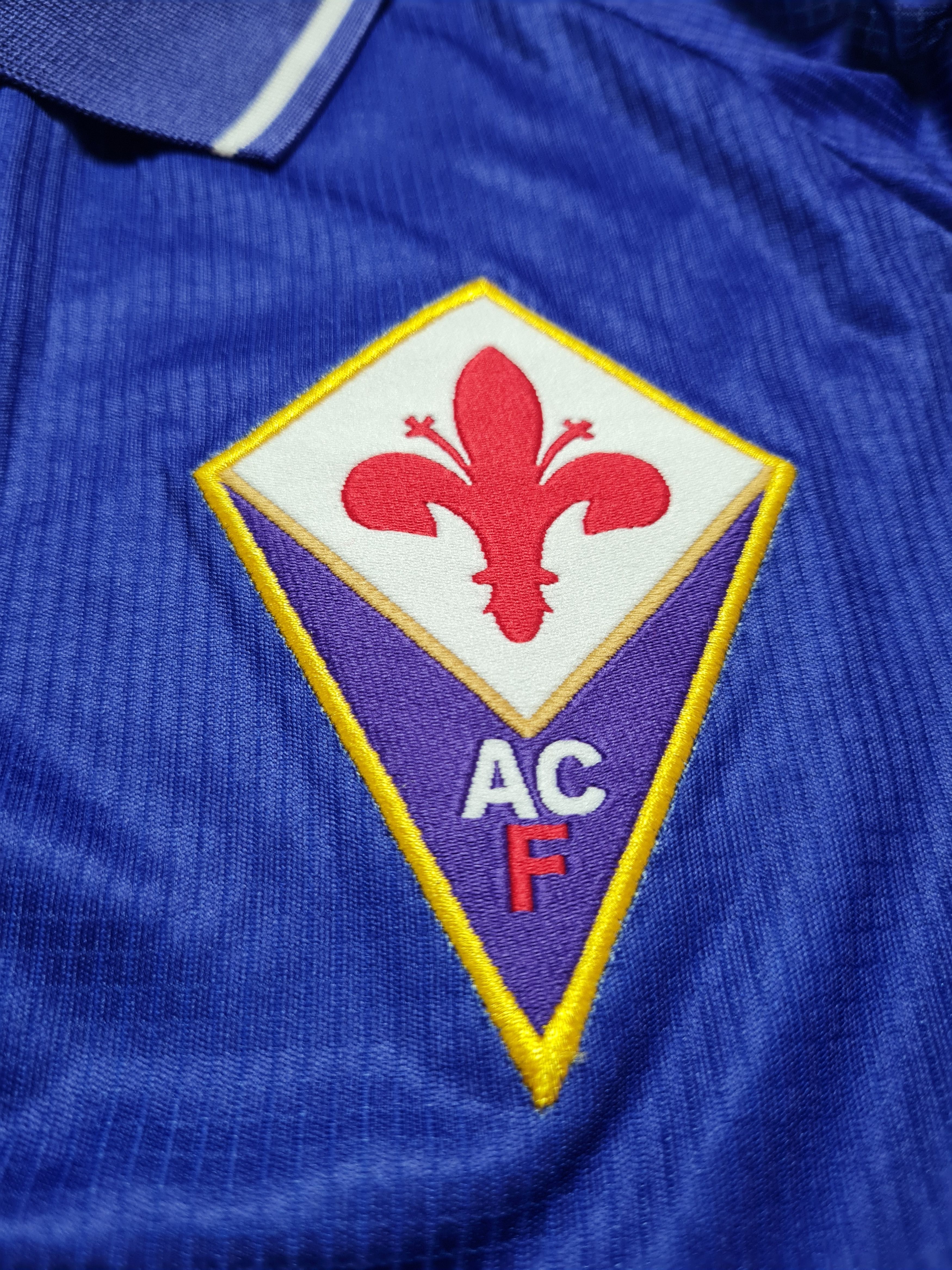 Fila Rui Costa #10 Fiorentina 1998/99 Home Vintage Soccer Shirt Size US L / EU 52-54 / 3 - 15 Thumbnail