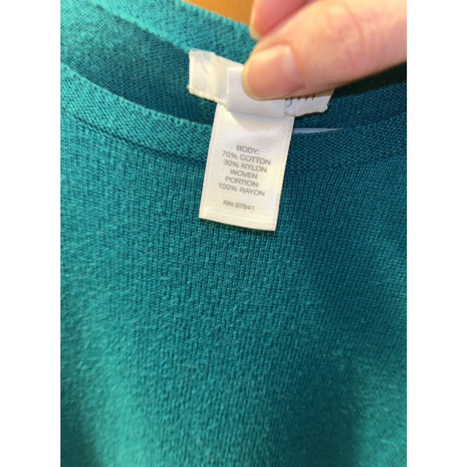 J. Jill J.Jill Women Green Cotton Nylon Woven Polyester Sweater Petite Large Regular Knit Boat Neck Long Sleeve Size L / US 10 / IT 46 - 4 Thumbnail