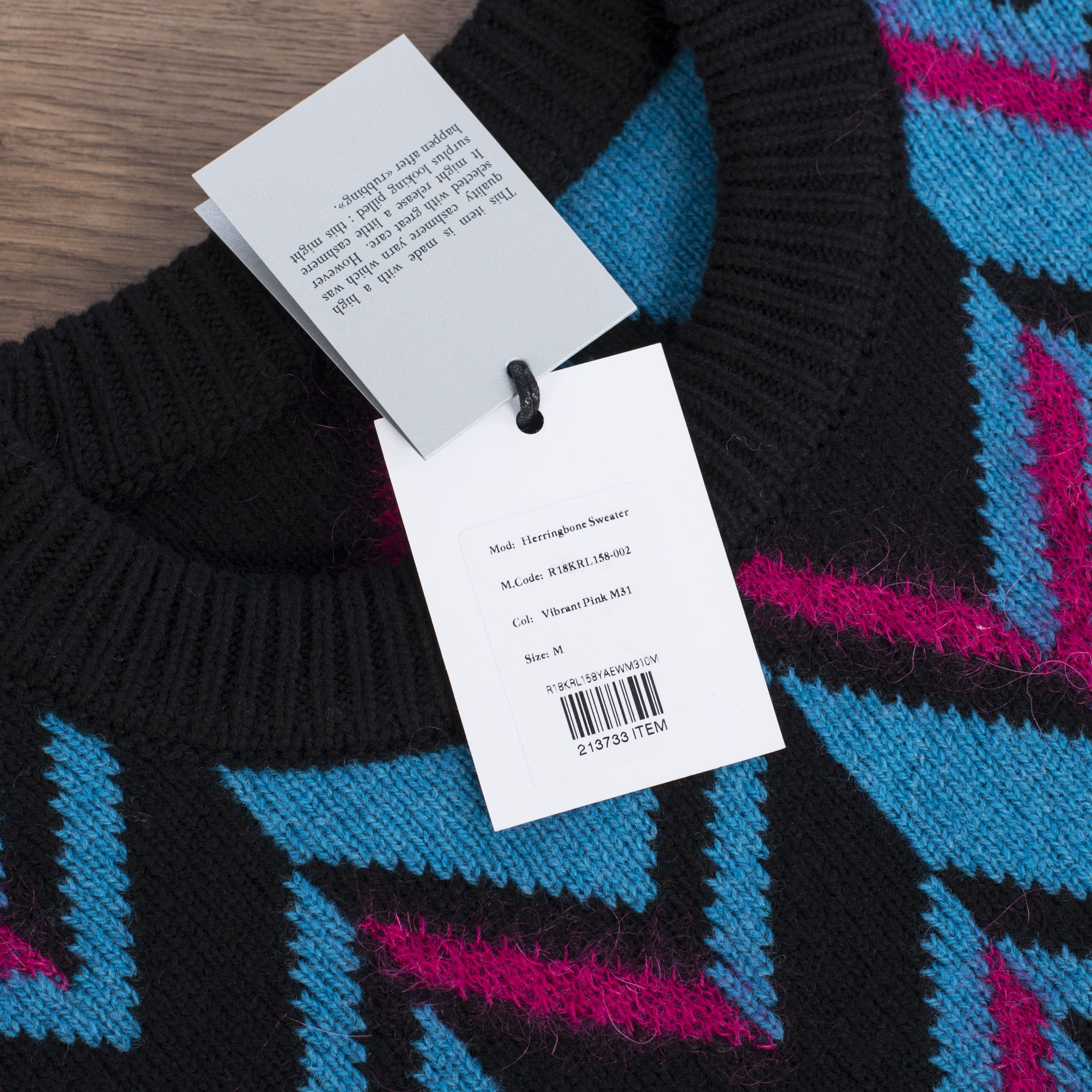 Herringbone Knit Sweater In Multi Color Wool & Mohair Blend
