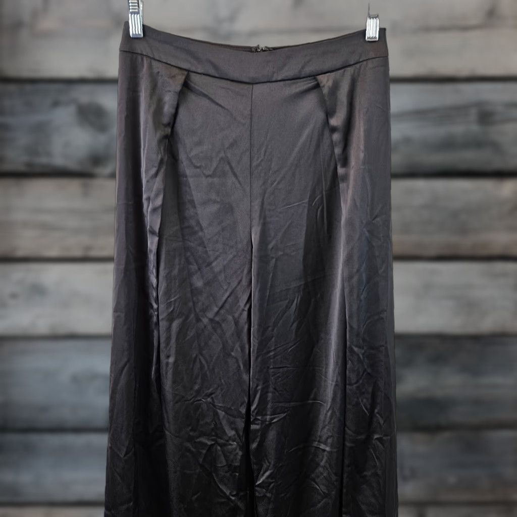 Lulus Lulus Womens Wide Leg Pants Sz Medium Solid Black High Rise Size 32" / US 10 / IT 46 - 1 Thumbnail