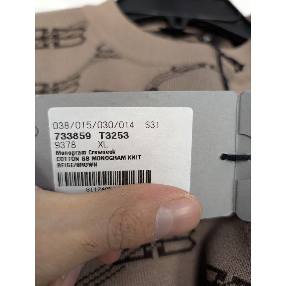 Balenciaga o1rshd1 Monogram Crewneck Sweater in Beige/Brown Size US XL / EU 56 / 4 - 23 Thumbnail