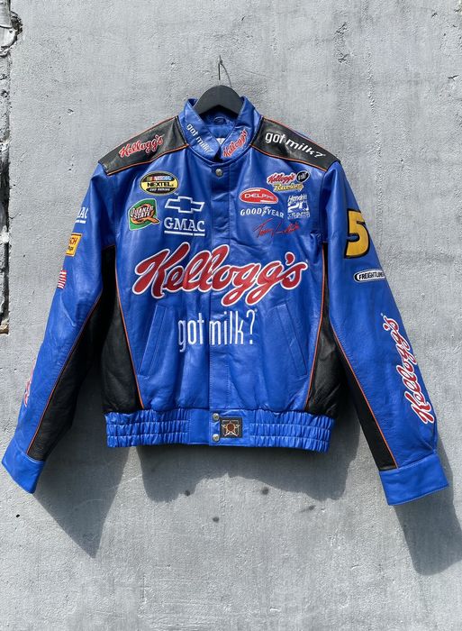 Vintage Vintage Tony Kelloggs NASCAR Chevrolet Leather Jacket | Grailed