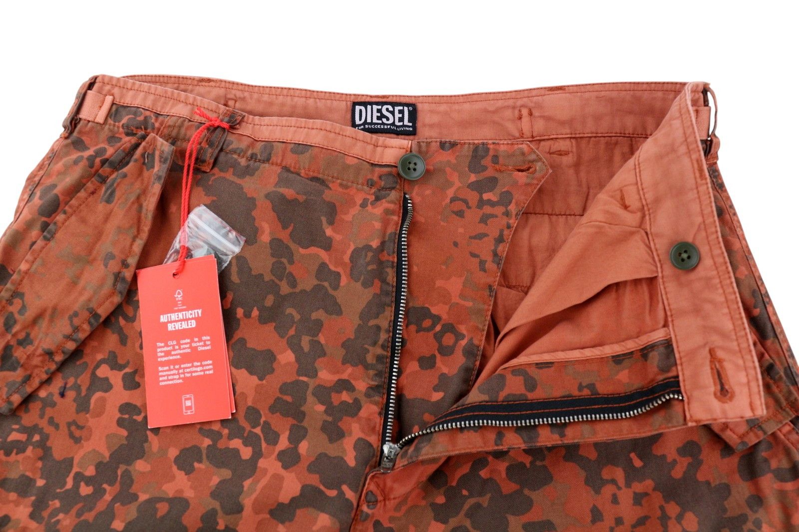 Diesel P-ATLAN-PAT W33 Orange Camouflage Multi-Pocket 85386 Size US 33 - 5 Thumbnail