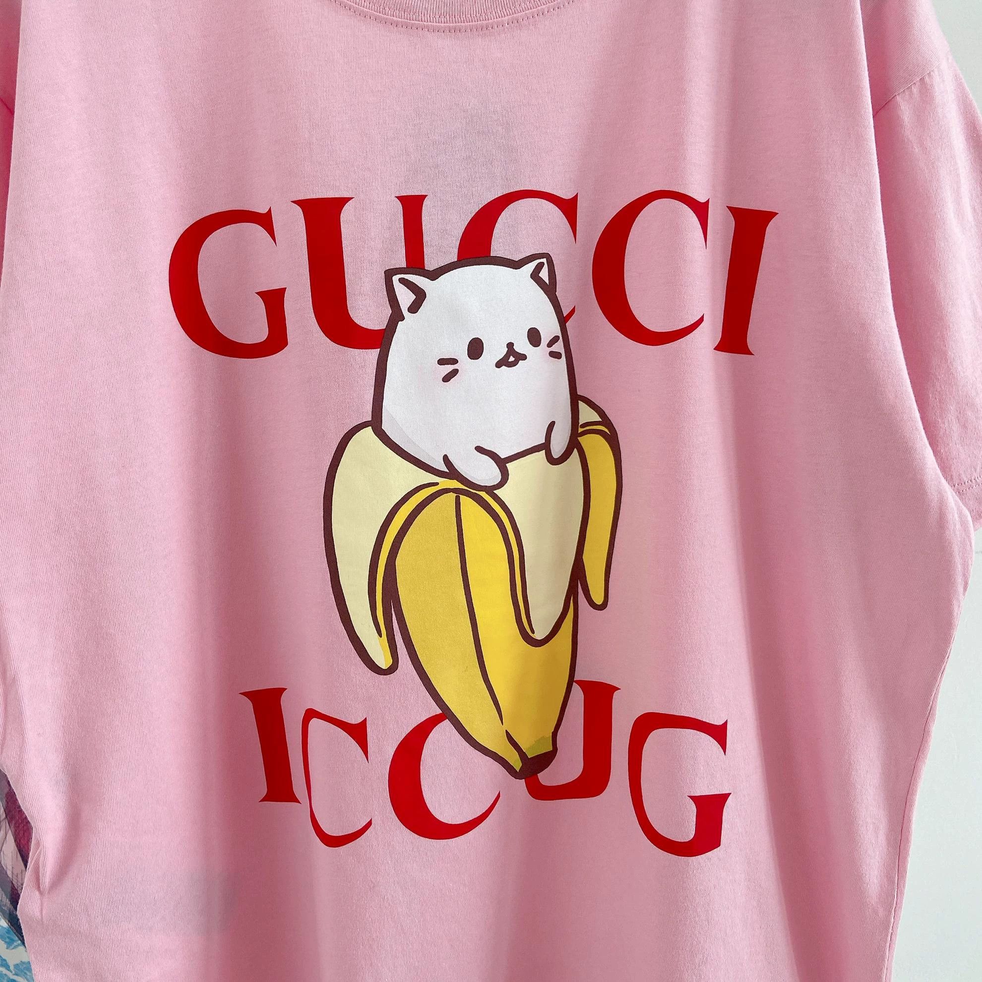 Gucci Gucci Pink Banana Cat Print T-shirt S Size S / US 4 / IT 40 - 6 Thumbnail