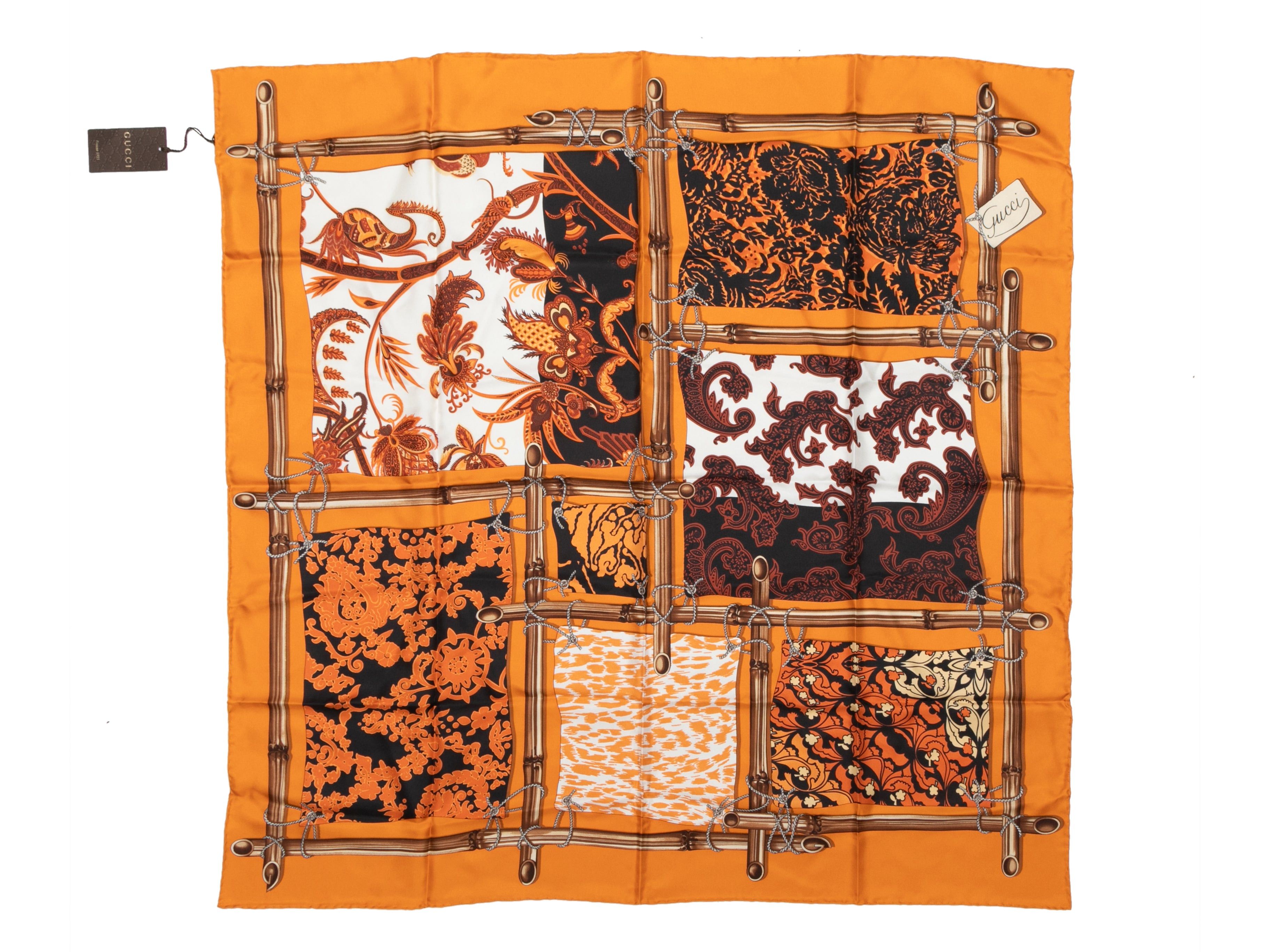 Gucci Orange & Multicolor Abstract Print Silk Scarf Size ONE SIZE - 1 Thumbnail
