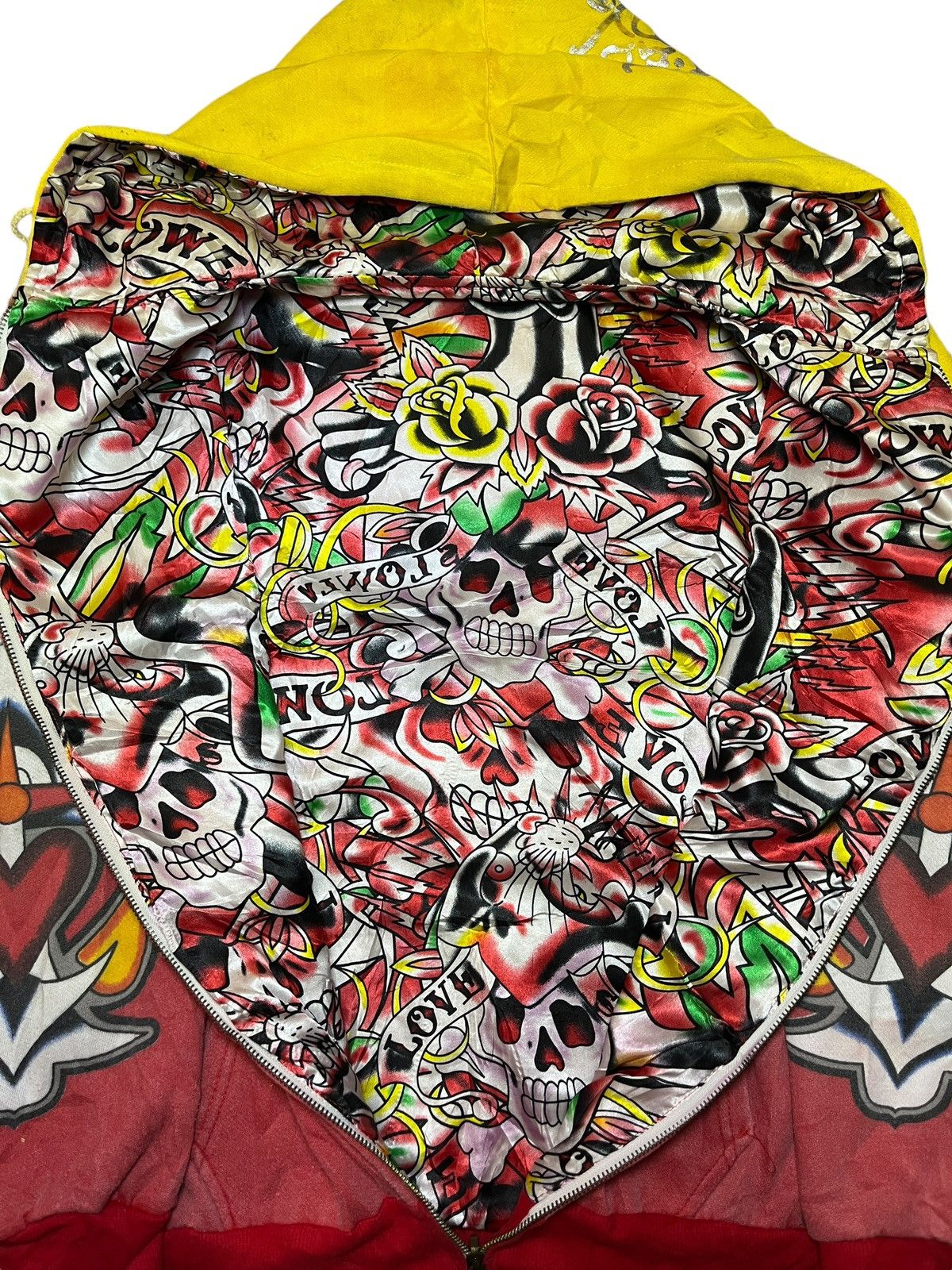 Ed Hardy × Vintage Ed Hardy Y2K Reversible Hooded Zipper Size US L / EU 52-54 / 3 - 7 Thumbnail