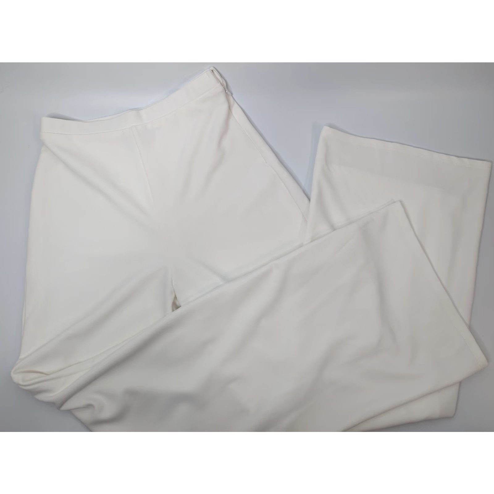 Lulus Lulus White Wide-Leg Pants Womens Small Zip Stretch Casual Dress Pants Regular Fit Size S Size 28" / US 6 / IT 42 - 6 Thumbnail