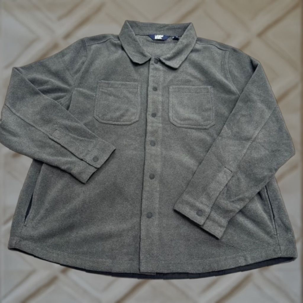 Lands' End Lands' End Button Down Fleece Shirt Shacket Mens 2XL Gray Pockets Outdoor Shirt Shirt-Upper Size US XXL / EU 58 / 5 - 1 Thumbnail