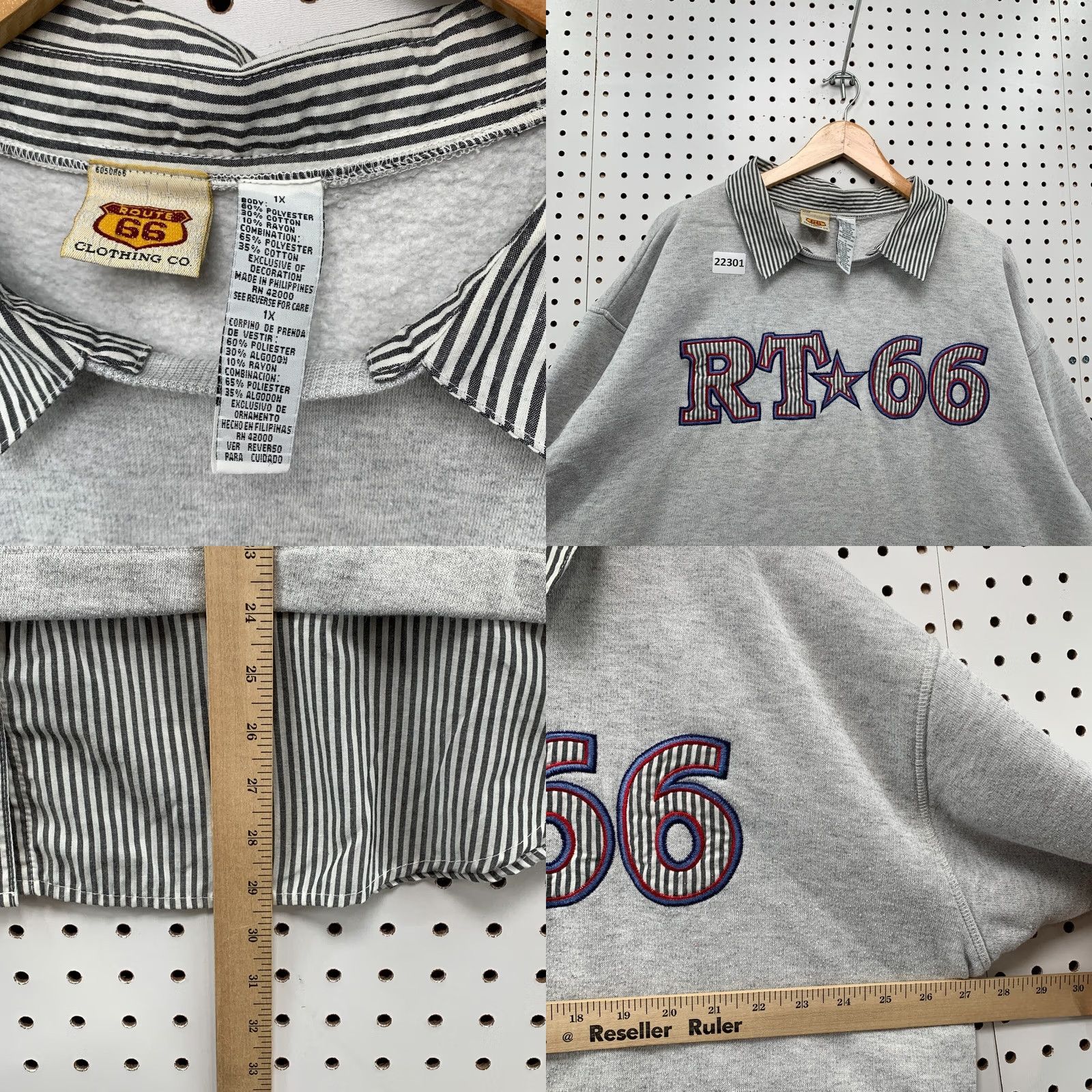 Route 66 VINTAGE Route 66 Shirt Womens 1X Gray Collared Sweatshirt Plus Size 5x30 Pullover Size XL / US 12-14 / IT 48-50 - 9 Thumbnail