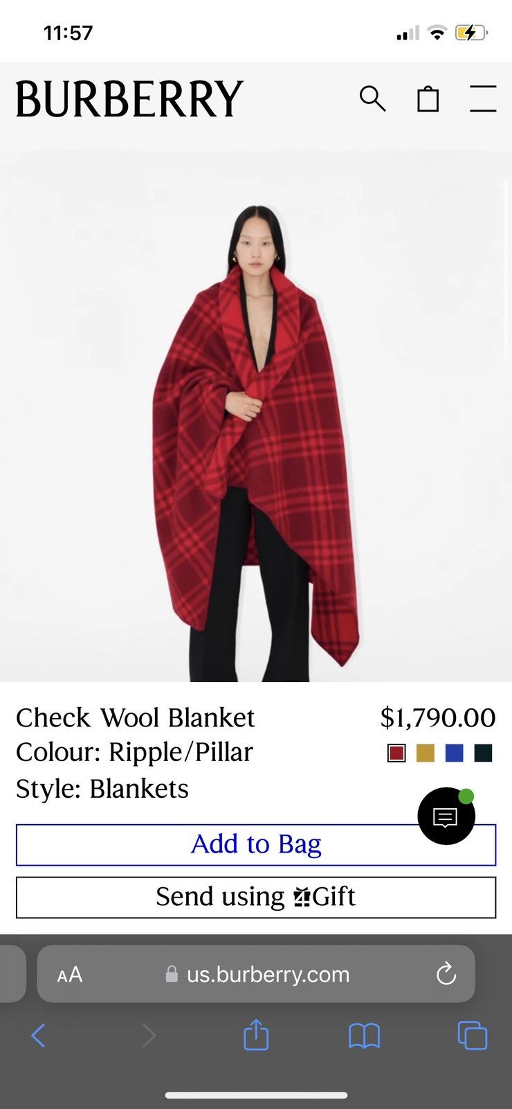 Burberry Burberry Check Wool Blanket Color: Ripple / Pillar Brand New Size ONE SIZE - 11 Thumbnail