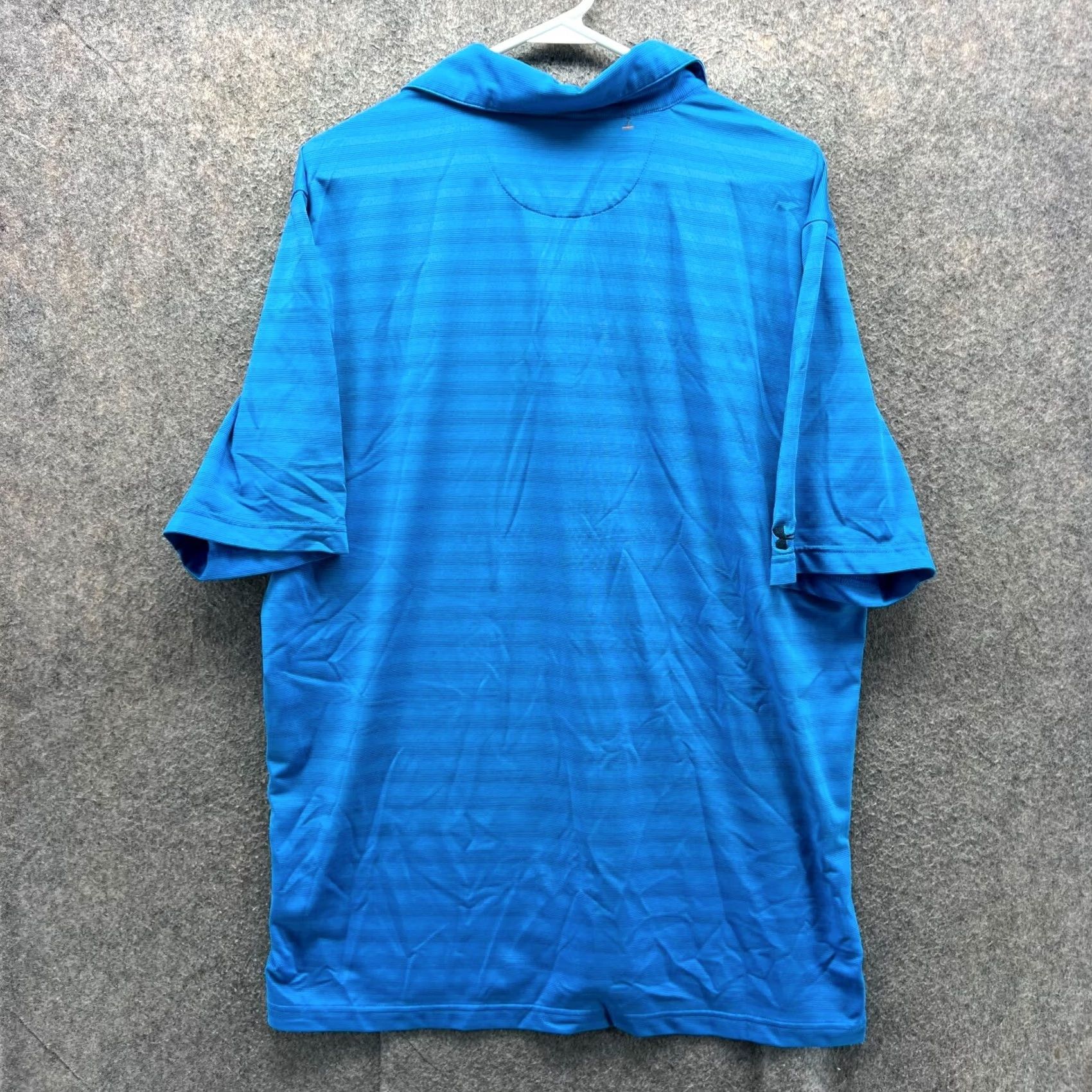 Under Armour Under Armour Polo Shirt Mens Large Blue Striped HeatGear Knit Golf UA Size US L / EU 52-54 / 3 - 2 Thumbnail