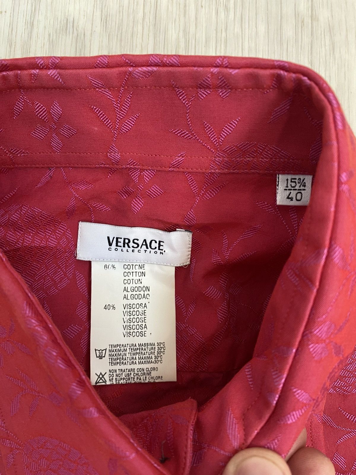 Versace × Vintage Versace Collection Red Jacquard ShirtPineapple 15 3/4 40 M-L Size US M / EU 48-50 / 2 - 5 Thumbnail