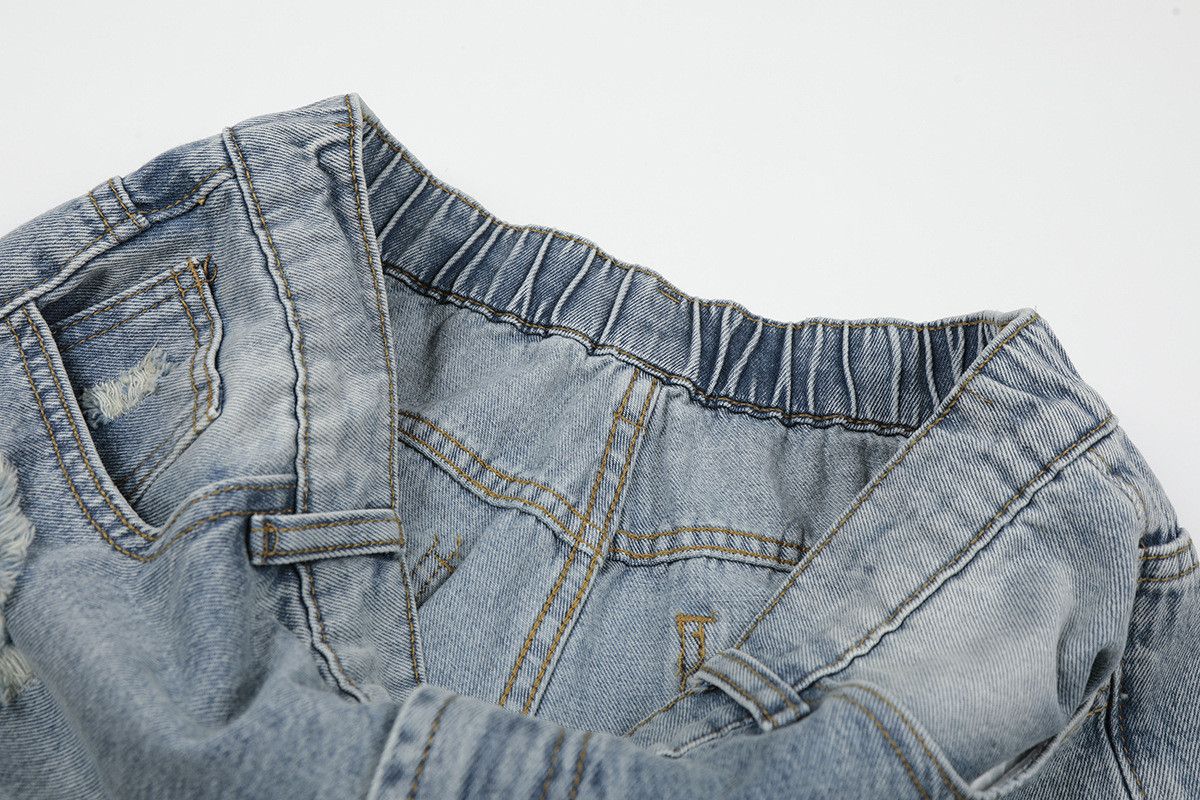 Jean Retro washed men's ripped straight leg denim shorts Size US 32 / EU 48 - 4 Thumbnail