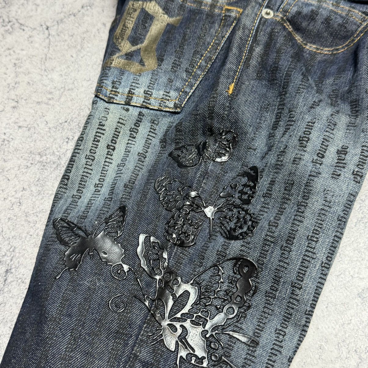 John Galliano NEW Galliano Y2K 00s Multi Logo Jeans Size 25" / US 0 / IT 36 - 7 Thumbnail
