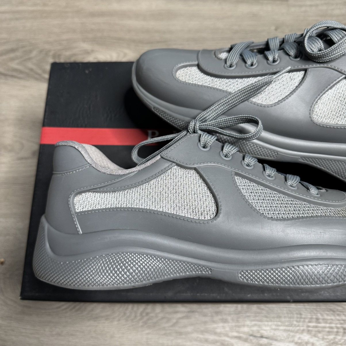 Prada Prada America’s Cup Sneaker Soft Rubber Steel Grey Size US 8 / EU 41 - 3 Thumbnail