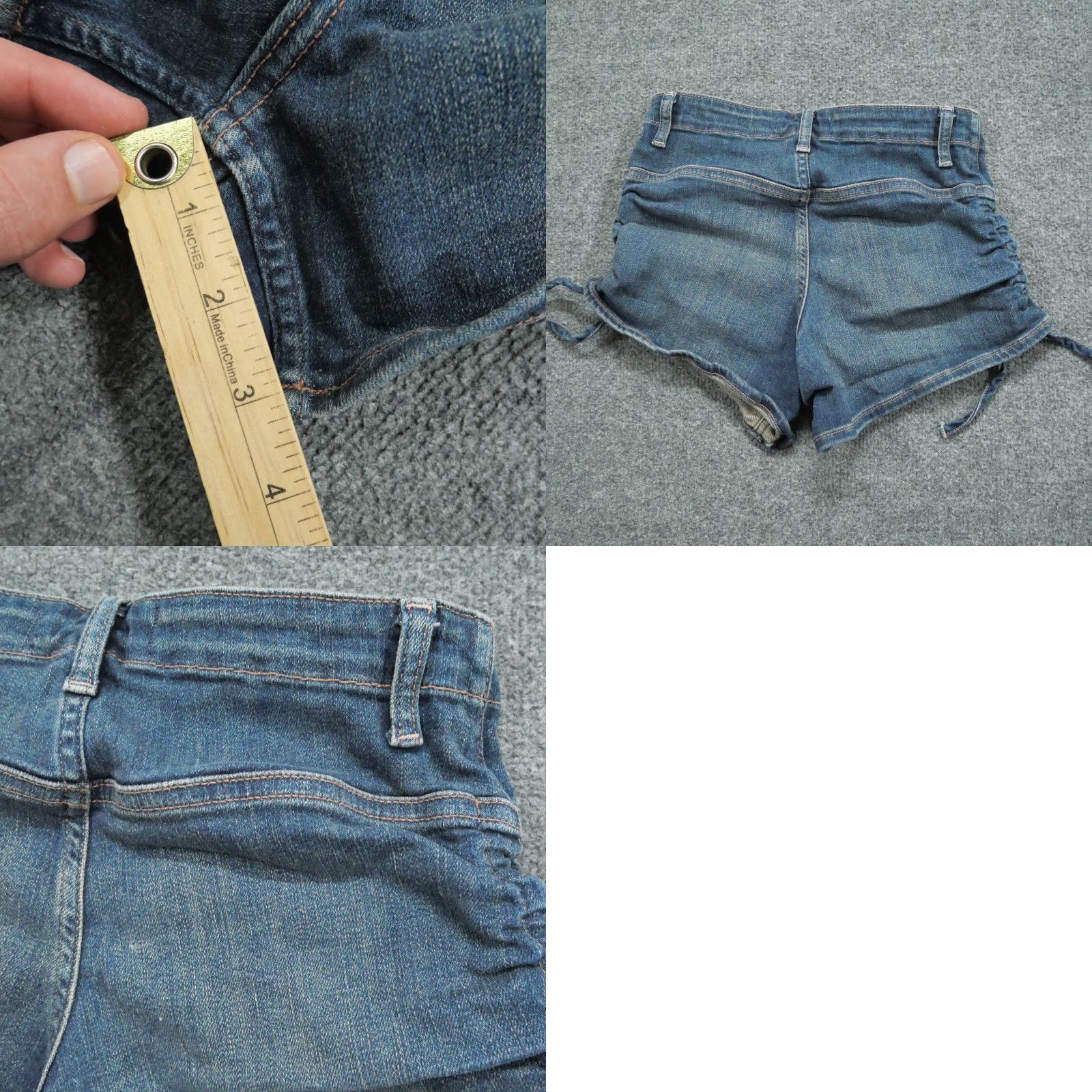 Vintage We The Free Shorts Womens 26 Blue Denim Side Cinch Patch Pockets Size 26" / US 2 / IT 38 - 8 Thumbnail