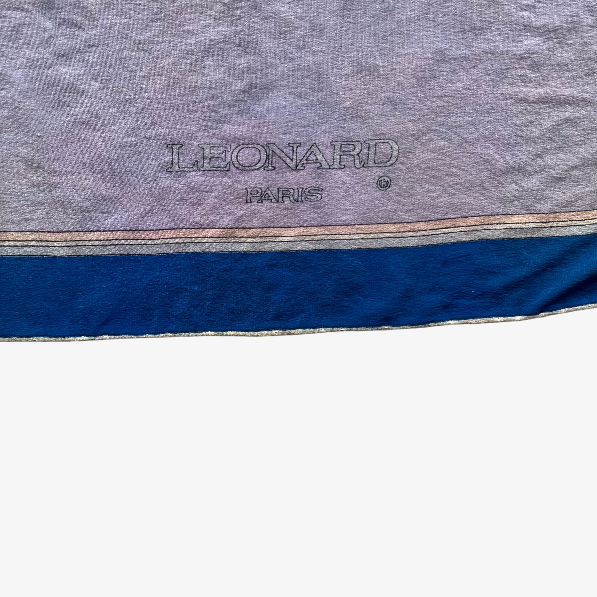 Leonard Paris Vintage 80s Leonard Abstract Floral Print Blue Silk Scarf Size ONE SIZE - 3 Thumbnail