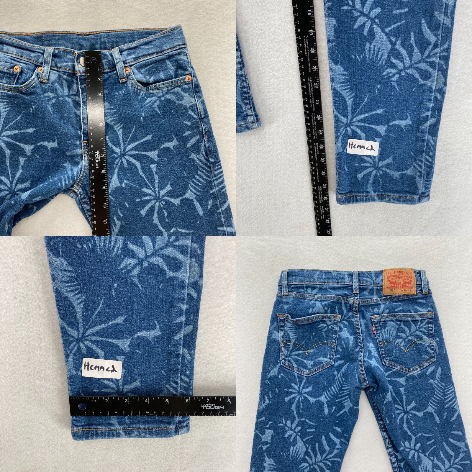 Levi's Levi's 511 Jeans Mens 29x30 Slim Straight Blue Floral Denim Stretch 5-Pocket Vacation Size US 29 - 8 Thumbnail