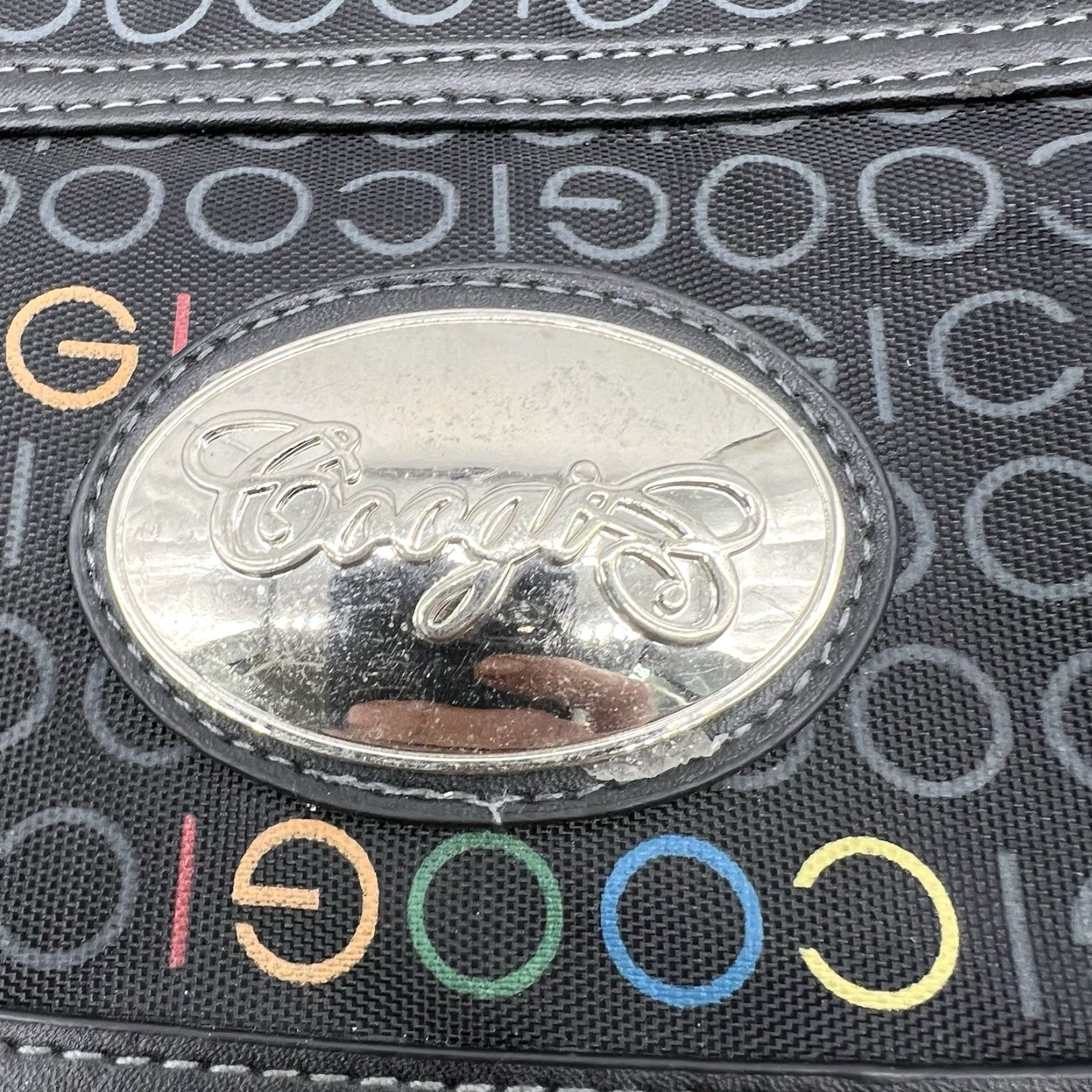 Coogi VINTAGE COOGI Black Nylon Messenger Bag Medium Unisex Adults Belted Front Studded ONE OF A KIND 11X15 Bag Accessories Size ONE SIZE - 2 Thumbnail