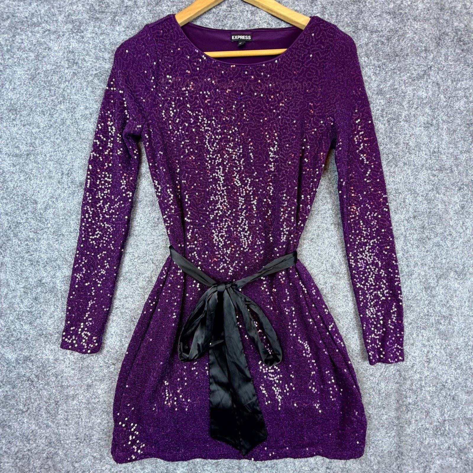 Express Express Bling Dress Womens XS Purple Sequin NYE Sparkle HOCO Size XS / US 0-2 / IT 36-38 - 1 Thumbnail
