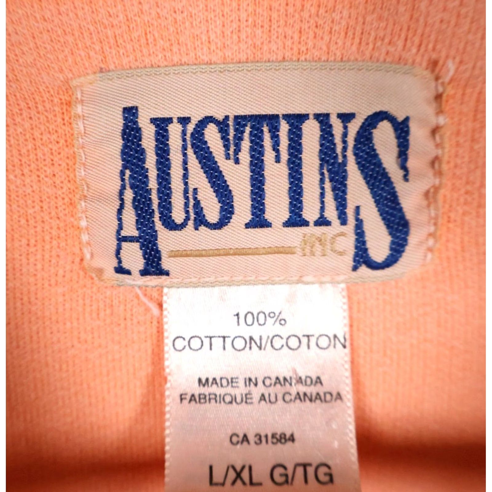 Gustin VINTAGE Austin 90s Sweatshirt Adult Large / XL Coral 3/4 Sleeve Crewneck Fleece Size XL / US 12-14 / IT 48-50 - 3 Thumbnail