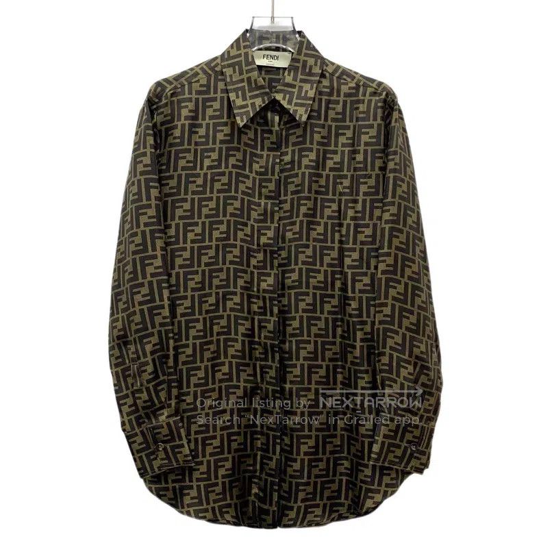 Fendi Fendi Dark brown logo aged flower full-print silk lapel lo Size XXS / US 00 / IT 34 - 1 Thumbnail