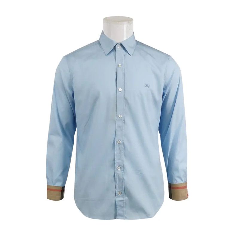 Burberry Men's Long Sleeve Blue Cotton Shirt