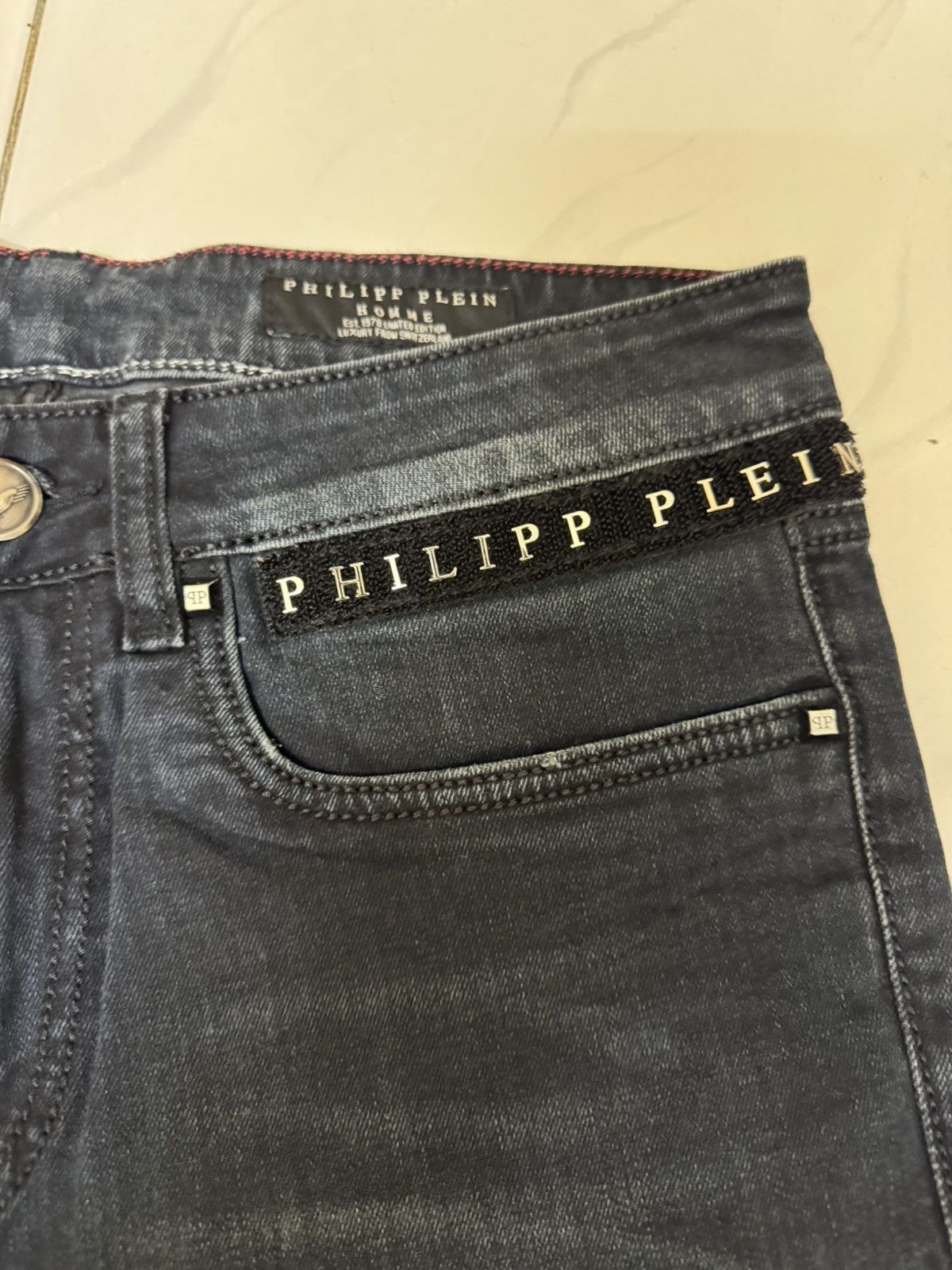 Philipp Plein Philipp Plein men's blue stretch-cotton denim jeans Size US 32 / EU 48 - 9 Thumbnail