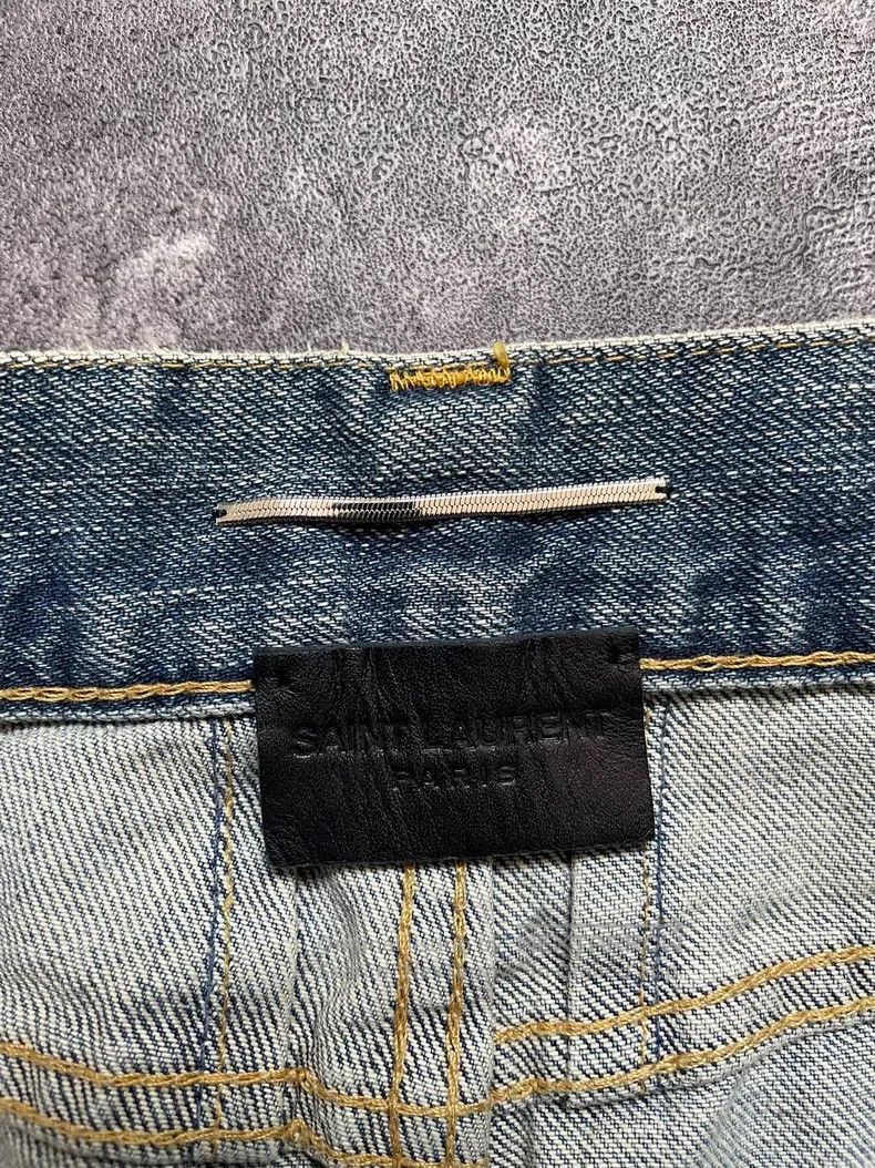 Saint Laurent Paris Saint Laurent Paris Blue Washed Destroyed Chain Link Denim Size US 29 - 5 Thumbnail