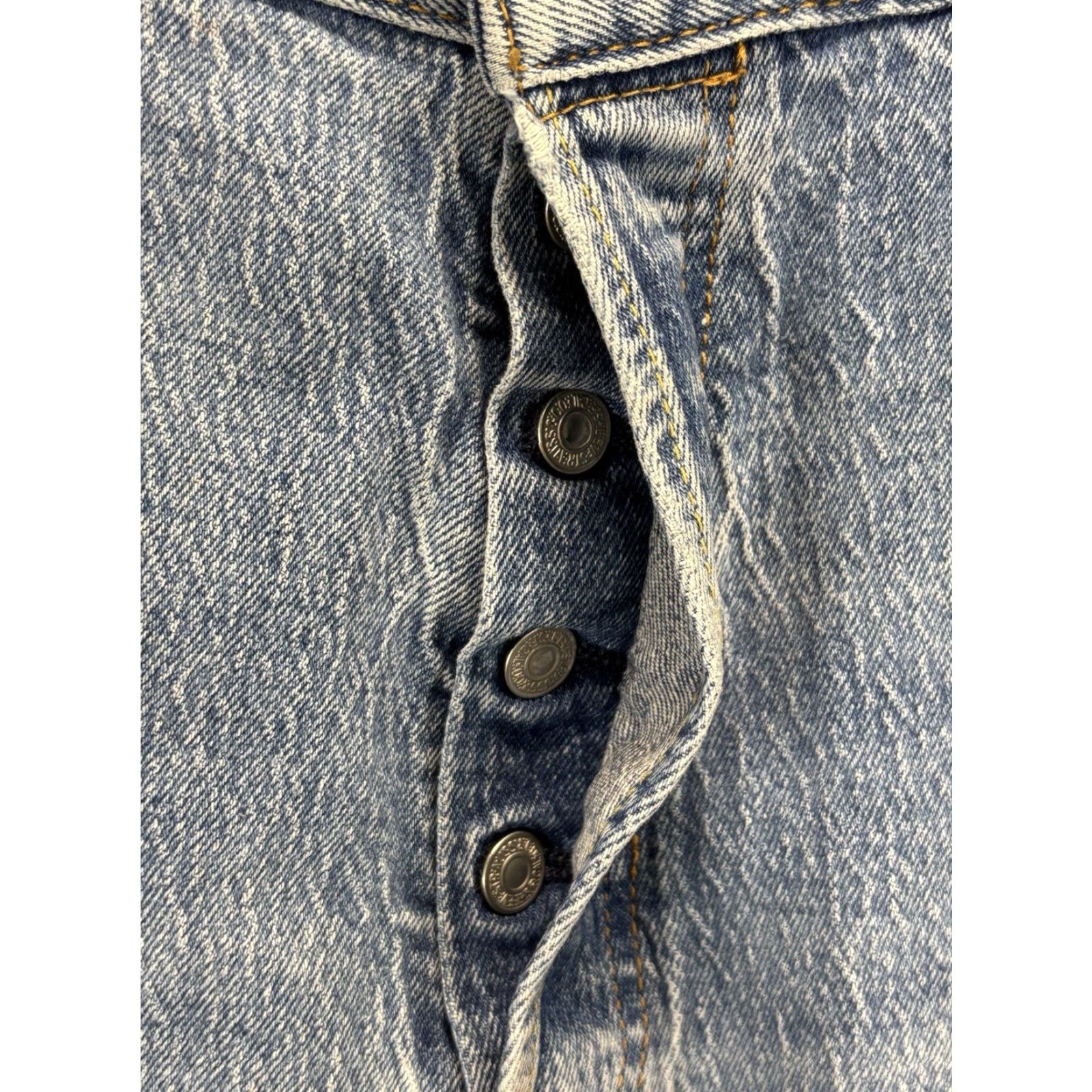 Levi's Levi's 501 Jeans Men's W38 x L30 Blue Denim Straight Leg Distressed Regular Fit 5-Pocket Cotton Blend Spandex Vintage No 90s City Hipster School Mens Size US 38 / EU 54 - 3 Thumbnail