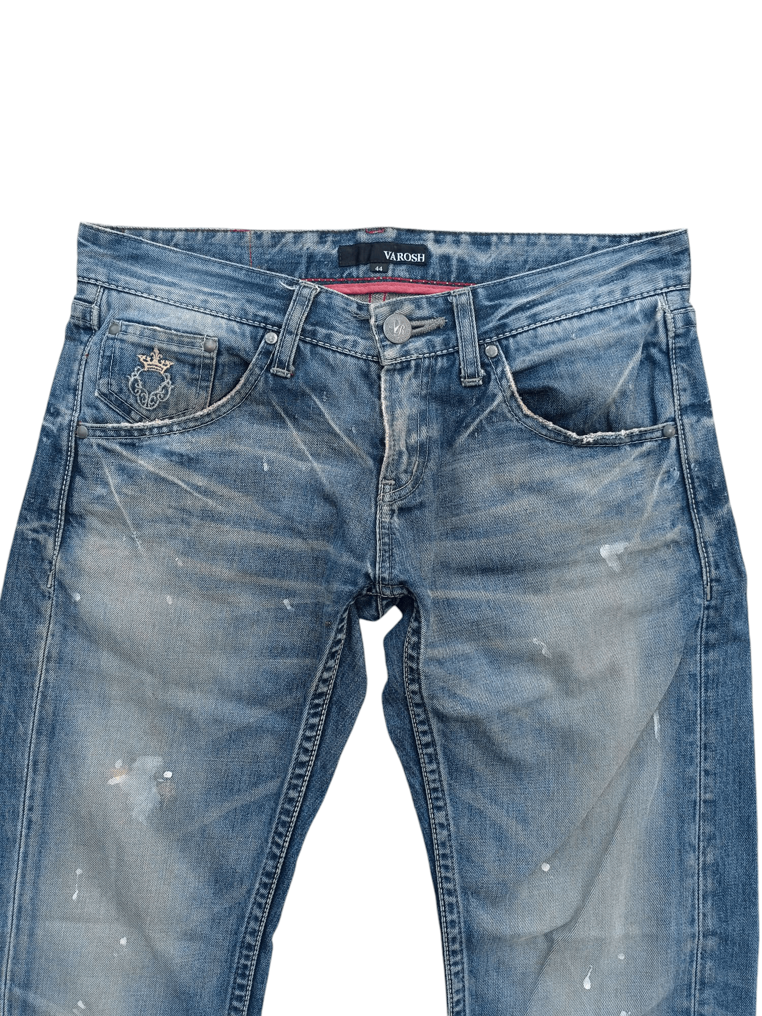 Japanese Brand × Vintage Japanese Varosh Splash Painted Whiskers Faded Denim E221 Size US 32 / EU 48 - 7 Thumbnail