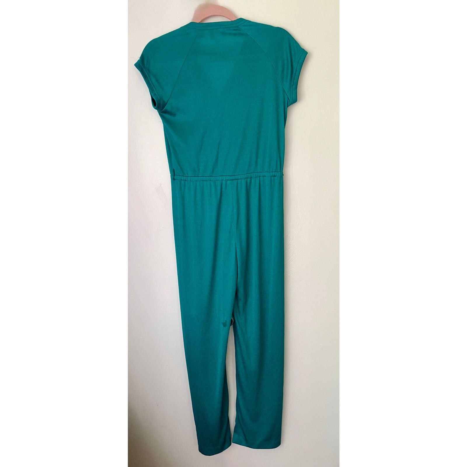 Vintage Vintage 70s Teal Green Jump Suit Med Large One Piece Disco Size 32" / US 10 / IT 46 - 8 Thumbnail