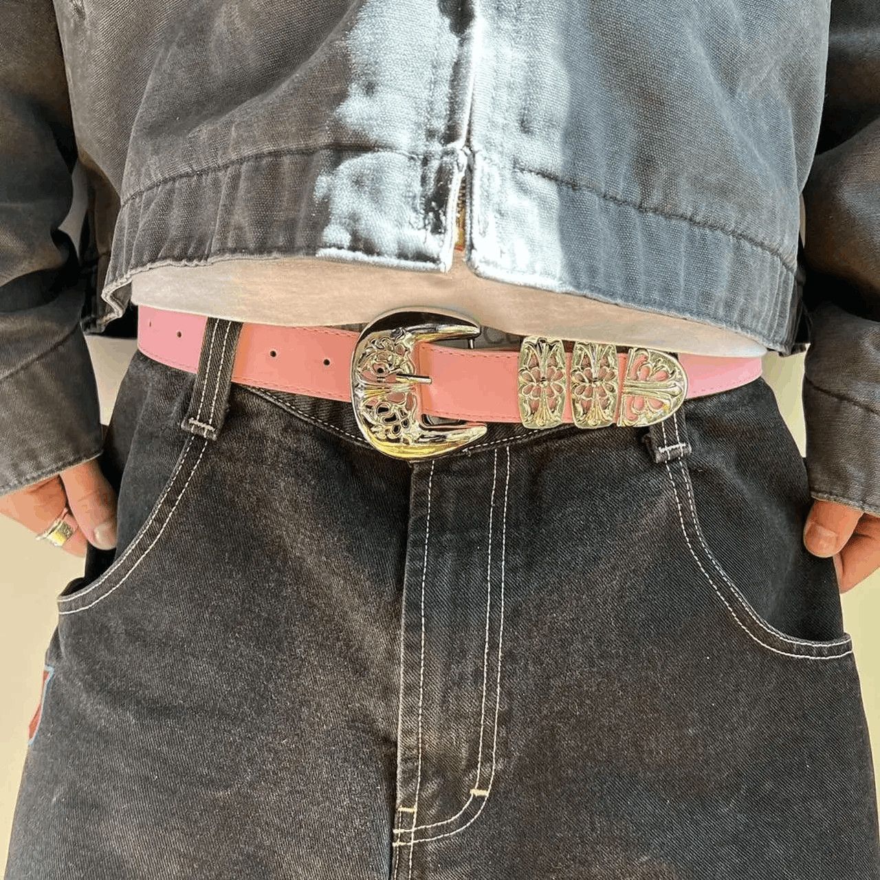 Cowboy Equipment vintage buckle pink american western design belt Size ONE SIZE - 1 Thumbnail