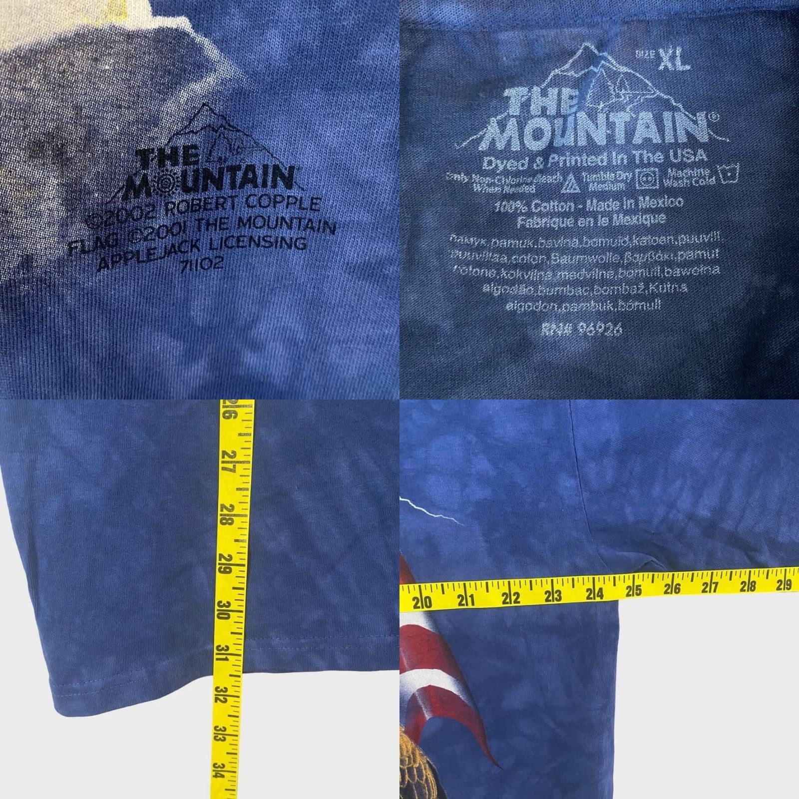 The Mountain VINTAGE The Mountain Bald Eagle T Shirt Tie Dye Long Sleeve Blue XL Mens USA Patriotic Bird 100% Cotton Shirt Size US XL / EU 56 / 4 - 8 Thumbnail