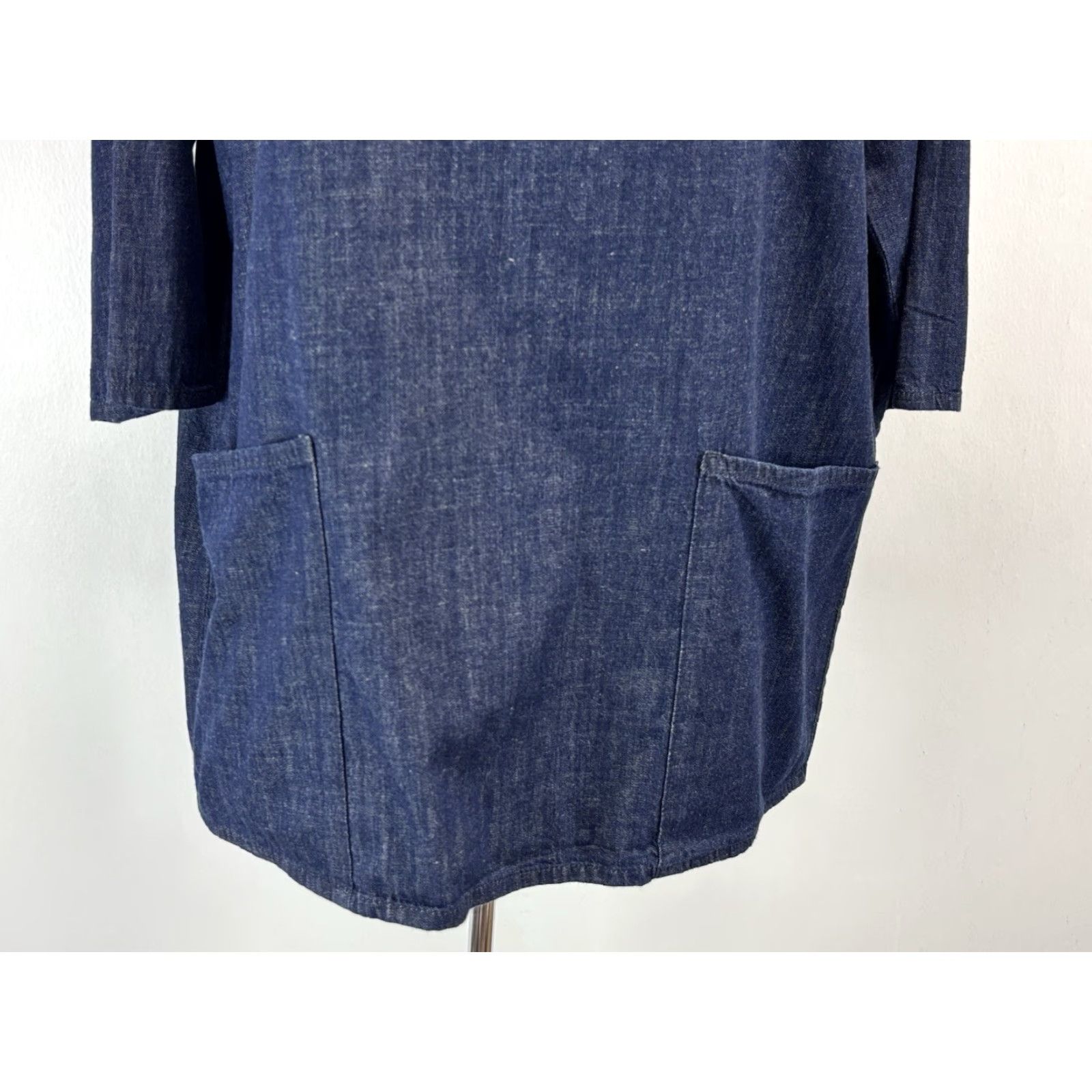 Zara VINTAGE Zara Denim Shift Dress Small Women’s Blue Pockets Funnel Neck Retro Size S / US 4 / IT 40 - 6 Thumbnail