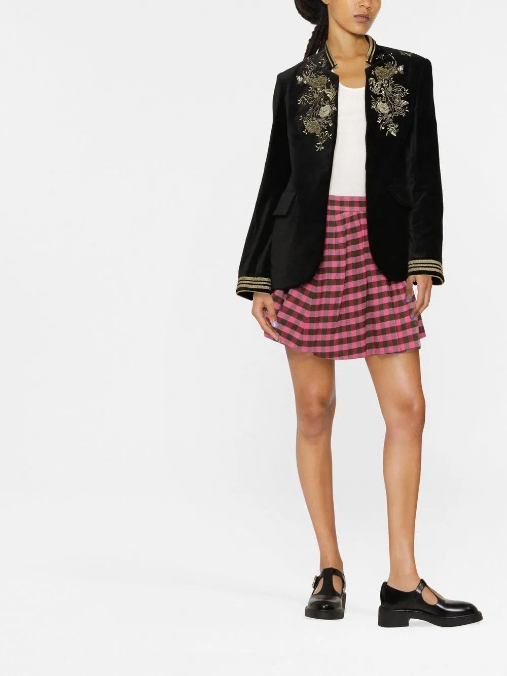 Kenzo o1y1025 Checked Mini Skirt in Magenta Size 27" / US 4 / IT 40 - 4 Thumbnail