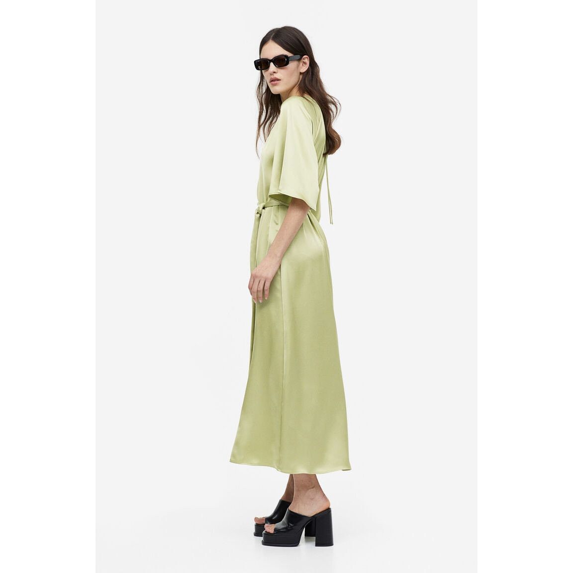 H&M NWT TIE-BELT SATIN DRESS Sz S Size S / US 4 / IT 40 - 3 Thumbnail