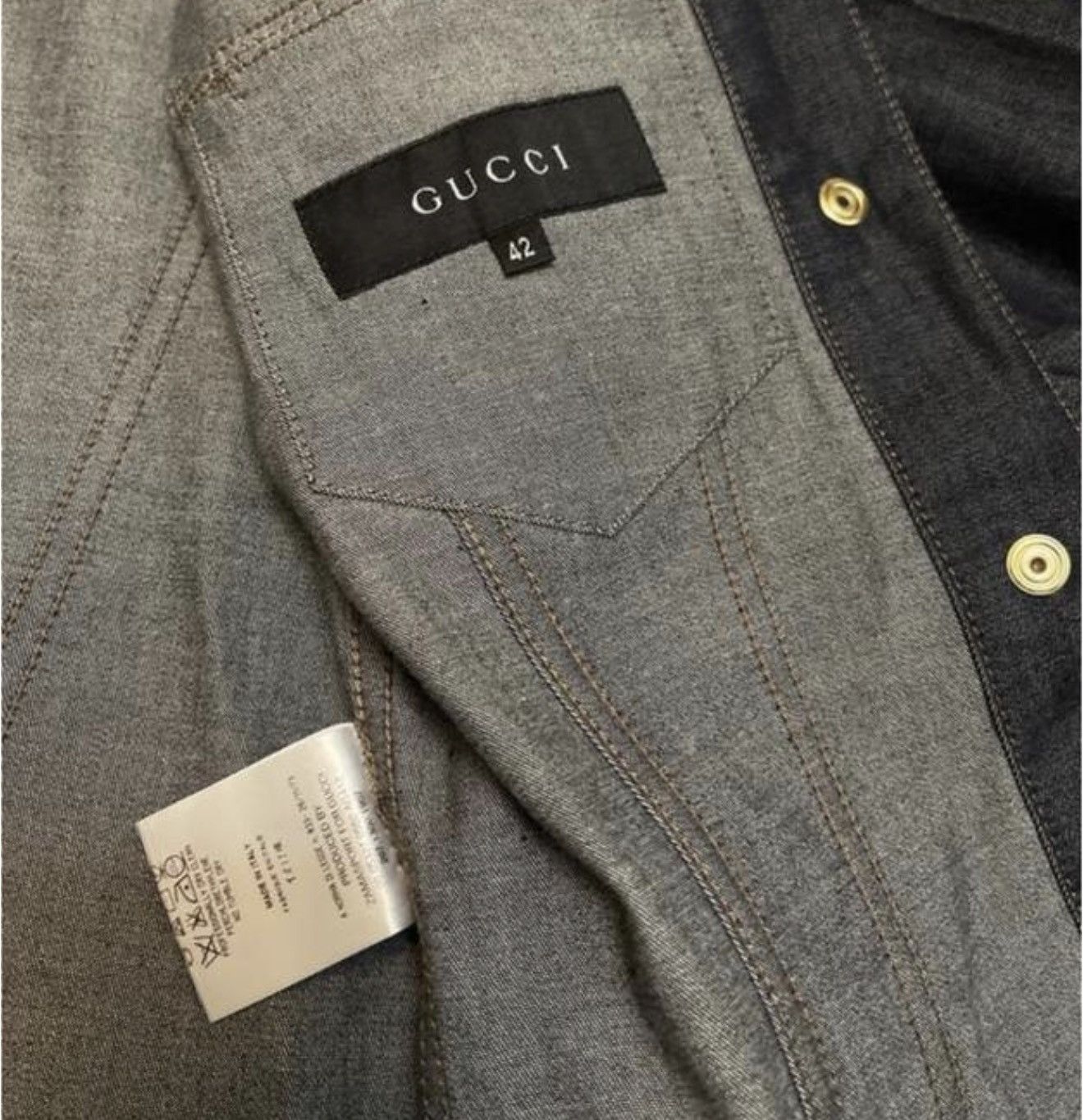 Gucci GUCCI Tom Ford FW 2000 Dark Blue Denim Leather Buckle Jacket Size S / US 4 / IT 40 - 16 Thumbnail