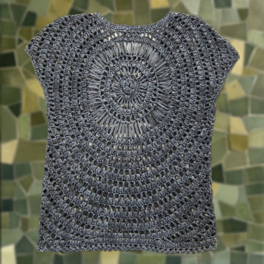 Vintage Angie Grey Cable Knit Crochet Cap Sleeve Blouse Woman Medium Knit Blouse Size M / US 6-8 / IT 42-44 - 1 Thumbnail