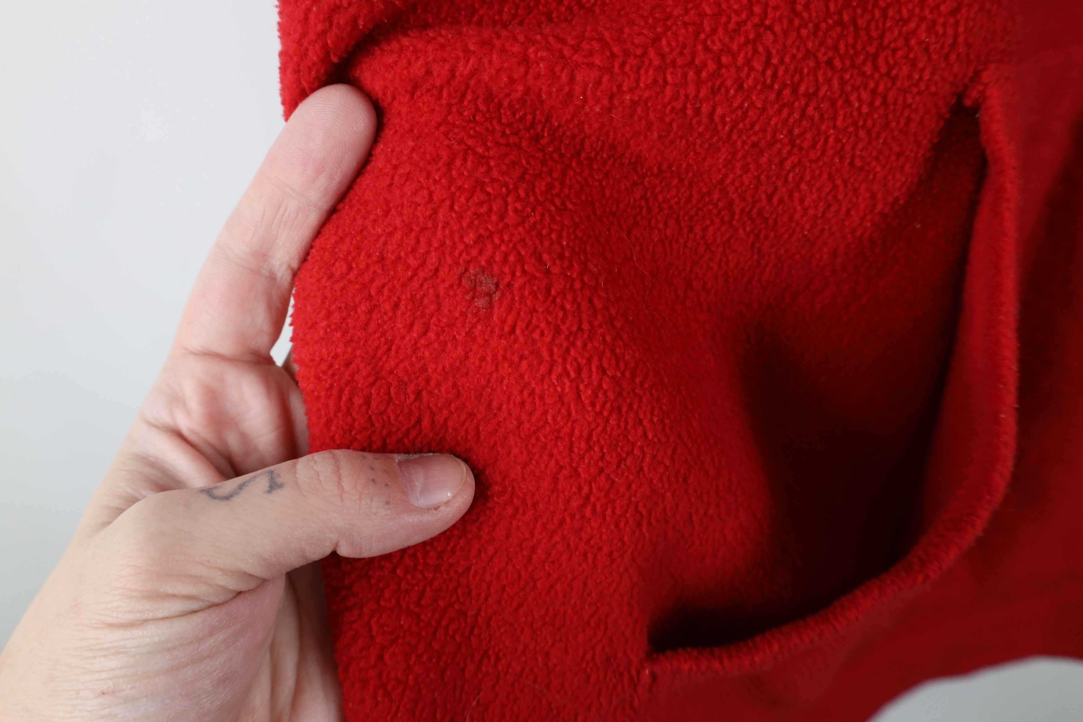 Disney × Vintage Vintage 90s Disney Attention Mickey Mouse Fleece Hoodie Red Size 4XL / US 24-26 - 7 Thumbnail