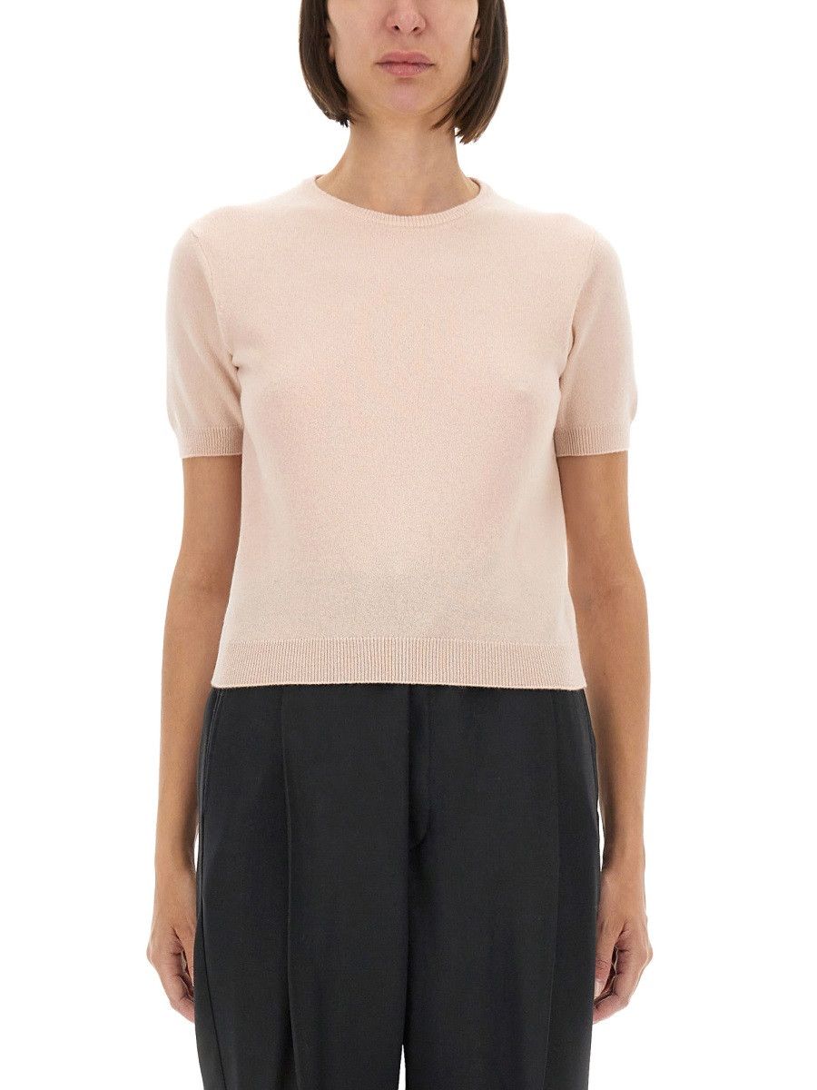 Maison Margiela MAISON MARGIELA WOOL CREW NECK T-SHIRT - PINK Size XL / US 12-14 / IT 48-50 - 1 Thumbnail