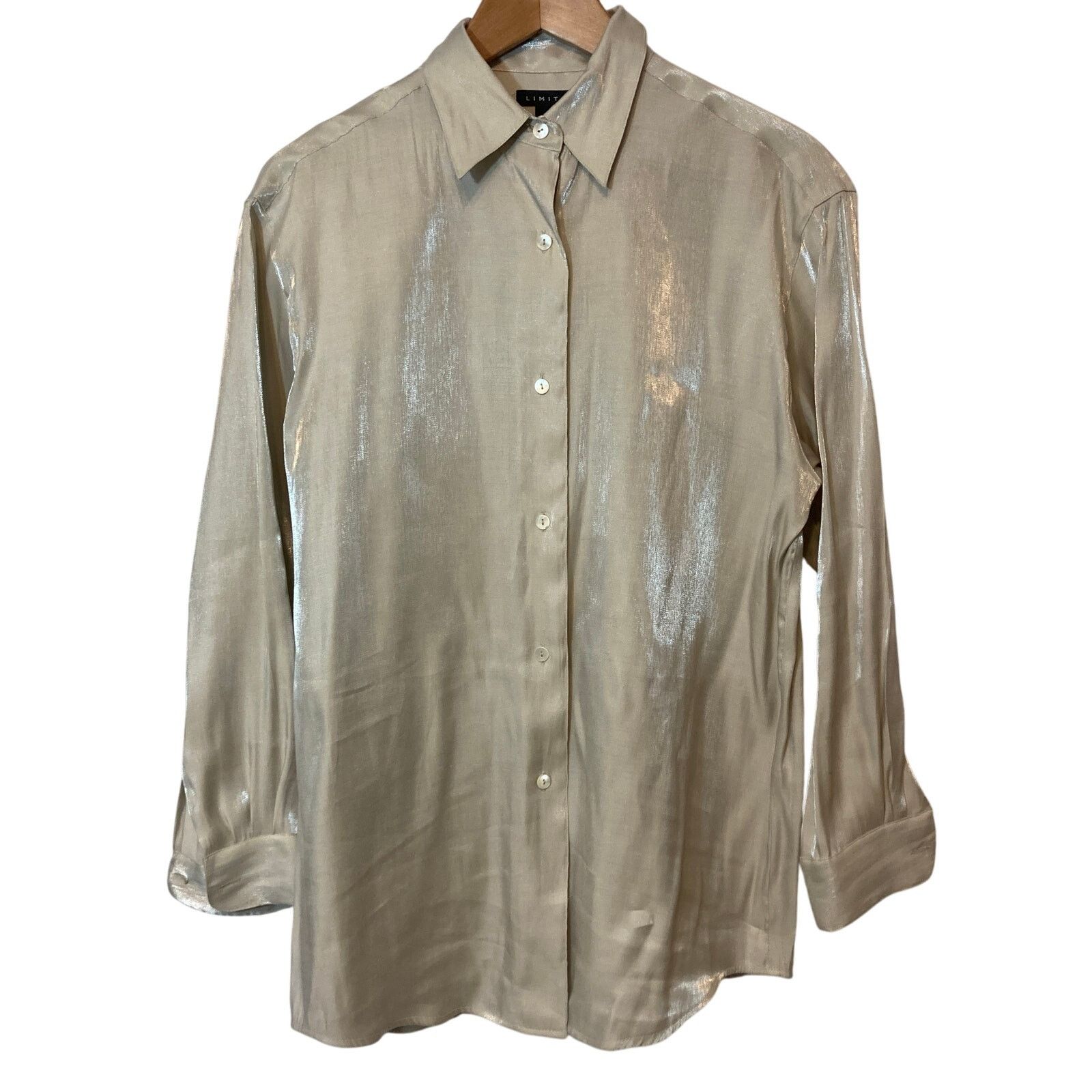 Other The Limited Shimmer Gray Silver Button Up Blouse Top Size XS / US 0-2 / IT 36-38 - 1 Thumbnail