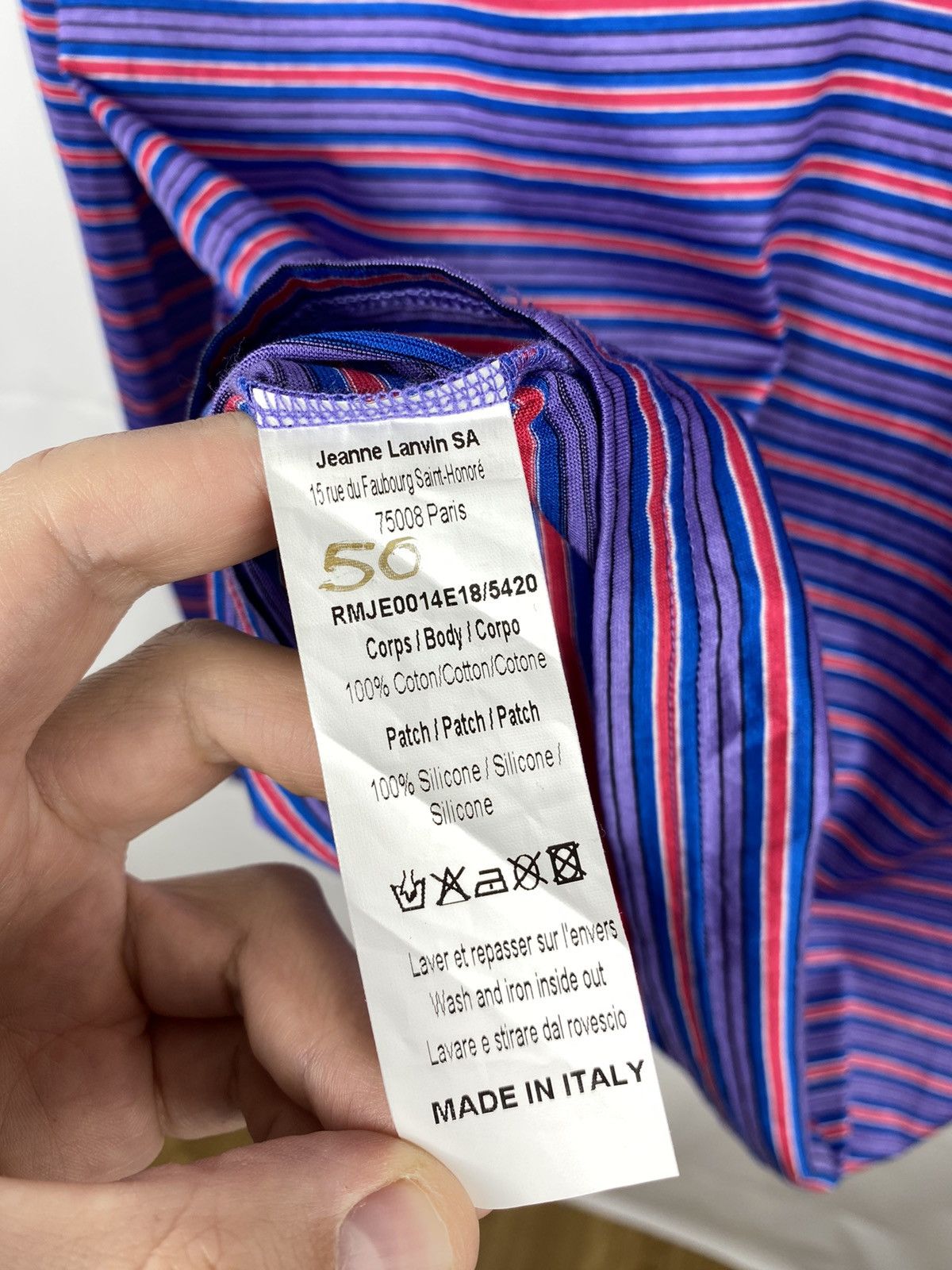 Lanvin Lanvin Polished Cotton Multicolor Striped Crewneck Longsleev Size US M / EU 48-50 / 2 - 10 Thumbnail