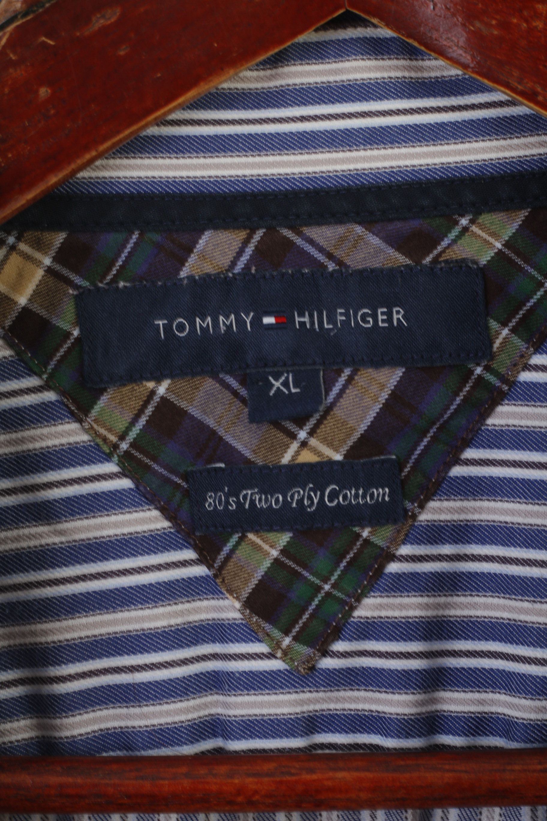 Tommy Hilfiger Tommy Hilfiger Men XL Casual Shirt Blue Cotton Striped 1617 Size US XL / EU 56 / 4 - 4 Thumbnail