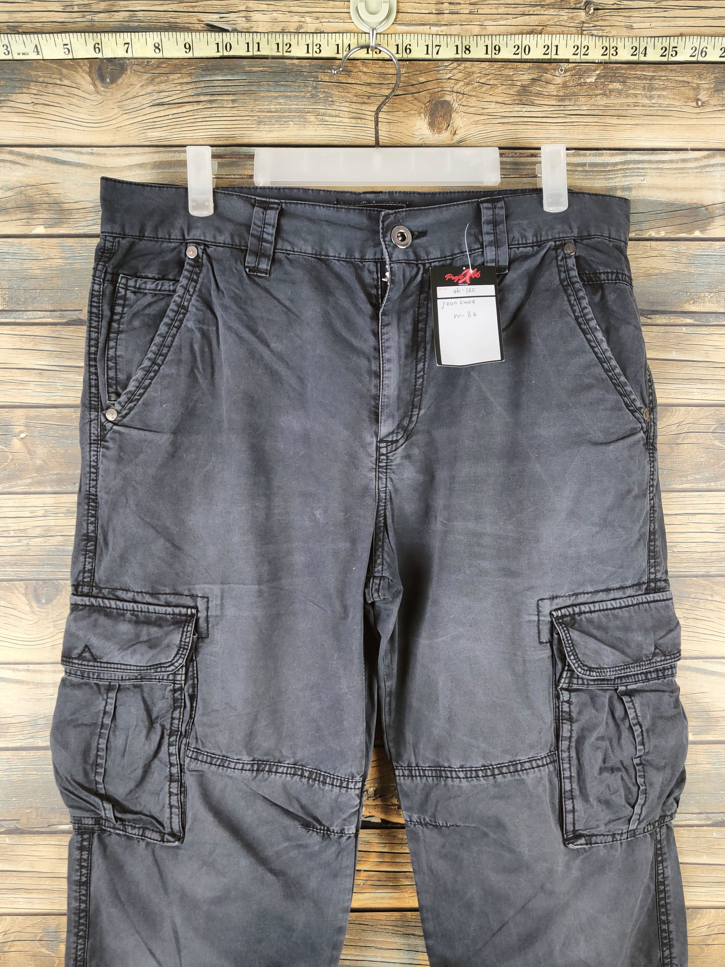 Japanese Brand DL Jeansweat Black Faded Multipocket Cargo Pants #46-135 Size US 32 / EU 48 - 2 Thumbnail