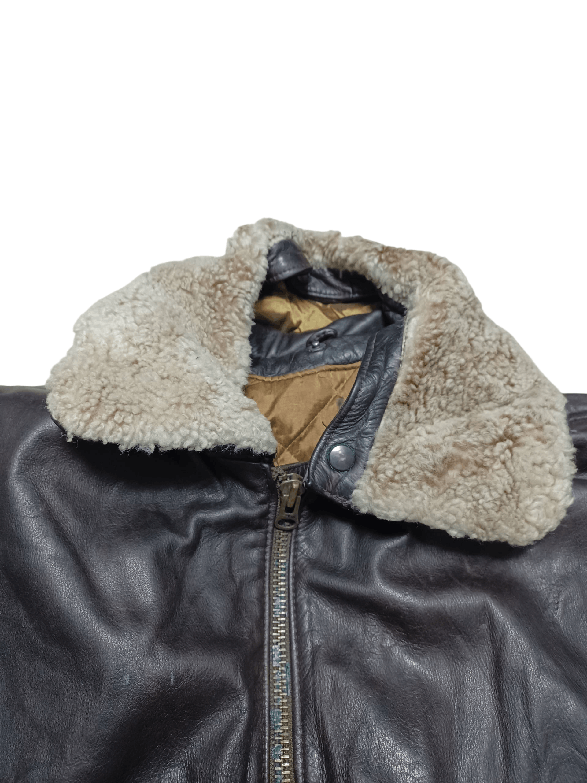Leather VINTAGE FIRE 90S BOMBER PILOT LEATHER FAUX FUR JACKET Size US M / EU 48-50 / 2 - 2 Thumbnail